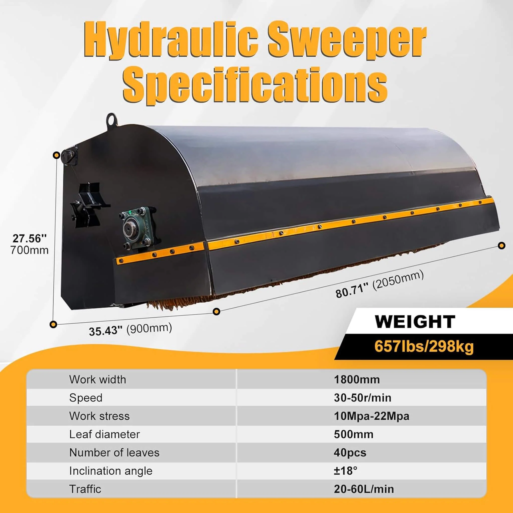 Heavy-Duty 72-Inch Industrial Skid Steer Sweeper Attachment (SAK87013) - Image 10