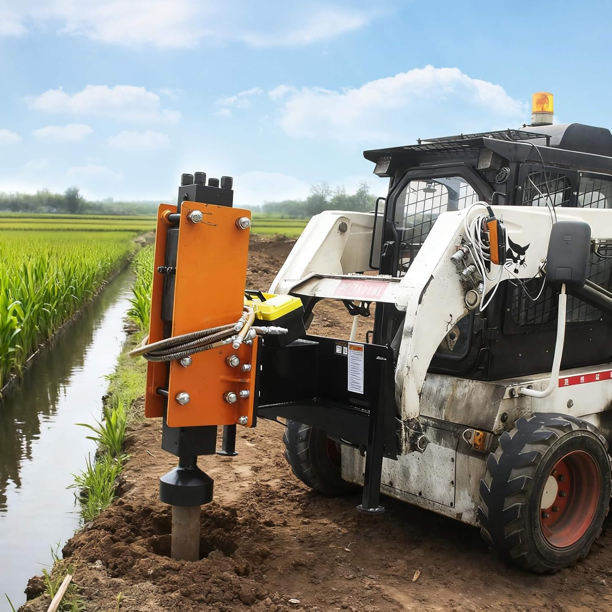 Heavy-Duty 750 FT-LB Hydraulic Skid Steer Pile Hammer Attachment (SAK59134) - Image 6