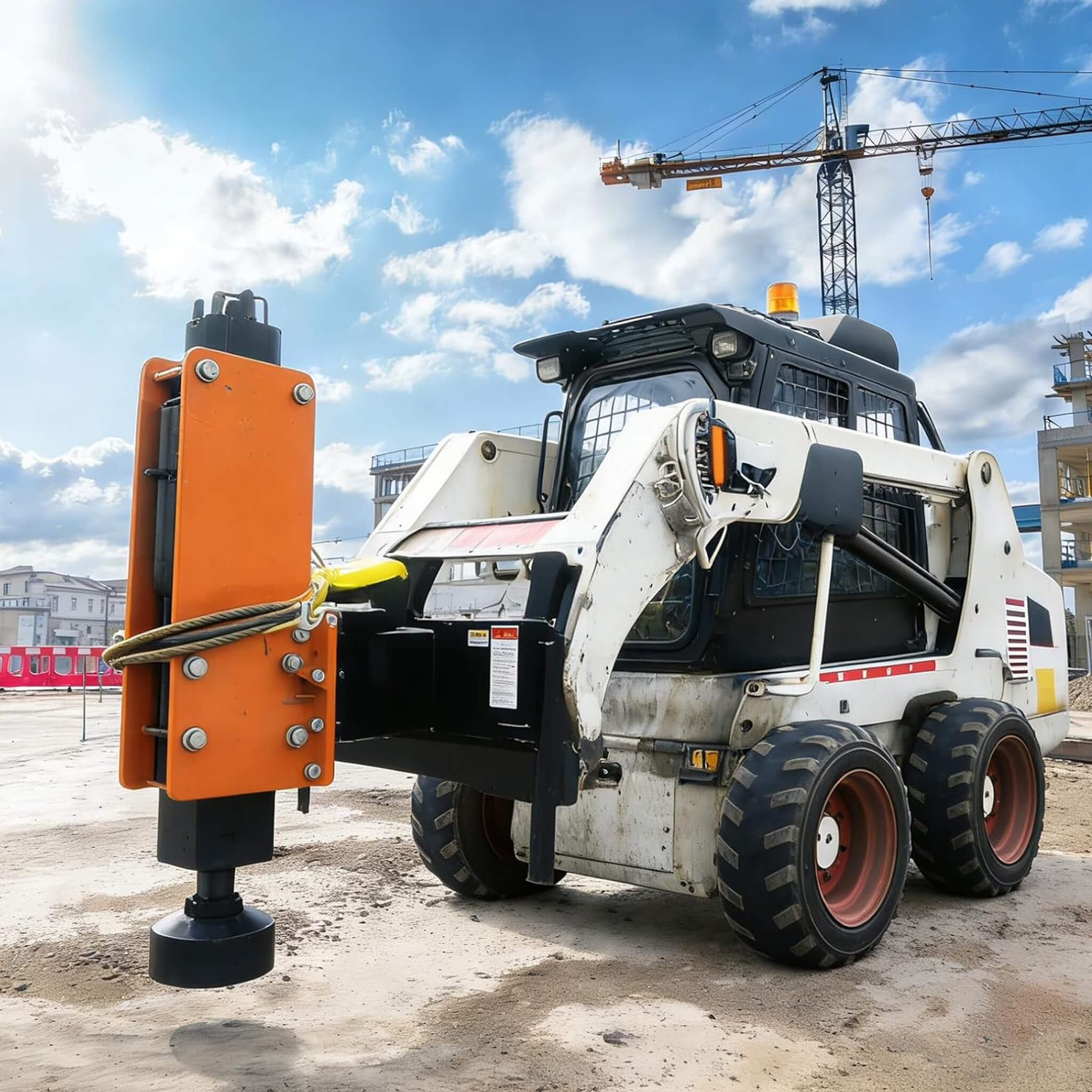Heavy-Duty 750 FT-LB Hydraulic Skid Steer Pile Hammer Attachment (SAK59134) - Image 8