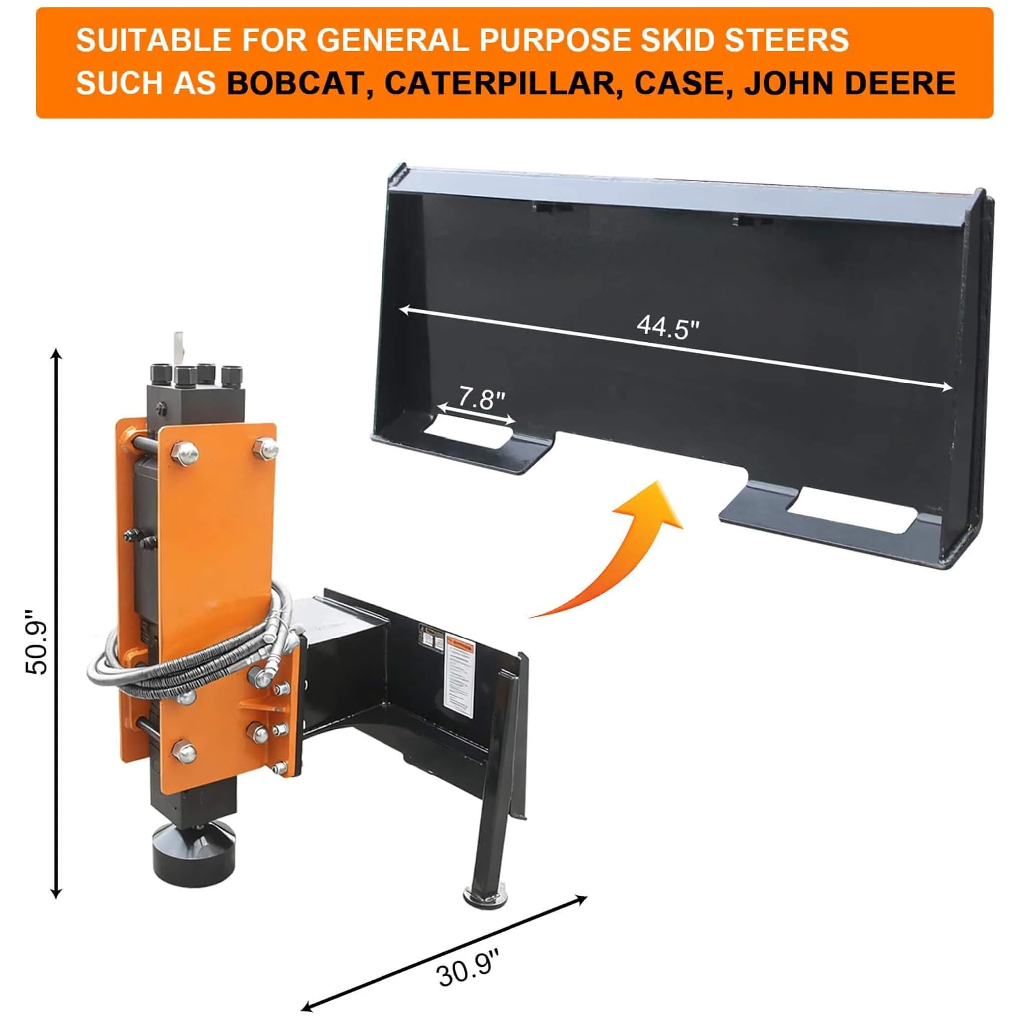 Heavy-Duty 750 FT-LB Hydraulic Skid Steer Pile Hammer Attachment (SAK59134) - Image 9