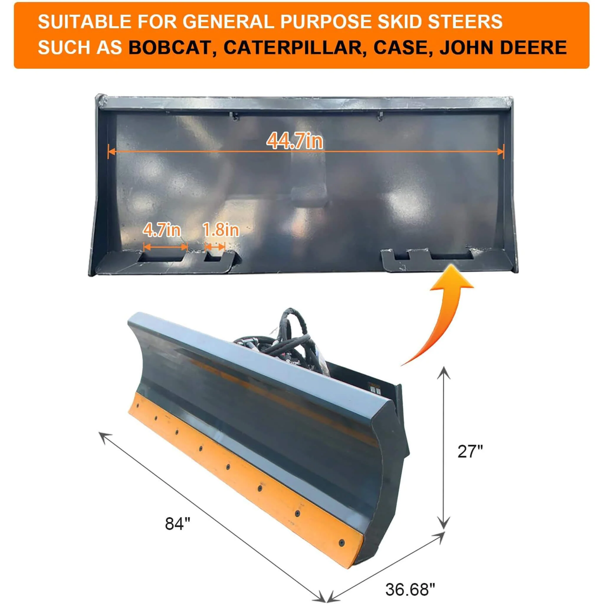 Heavy-Duty 84-Inch 6-Way Skid Steer Dozer Blade Attachment (SAK17862) - Image 8