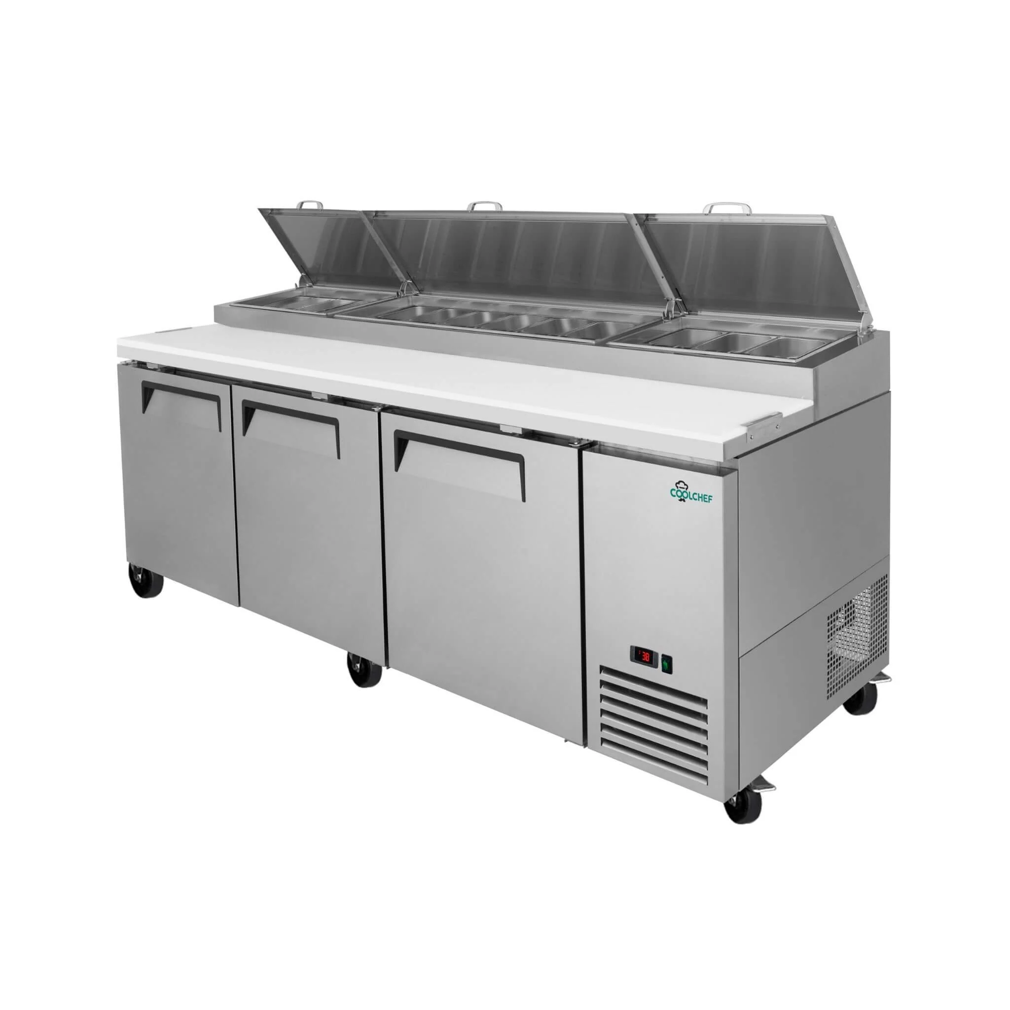 Heavy-Duty 93-Inch Commercial Stainless Steel Pizza Prep Table With Refrigeration (SAK52193) - Image 3