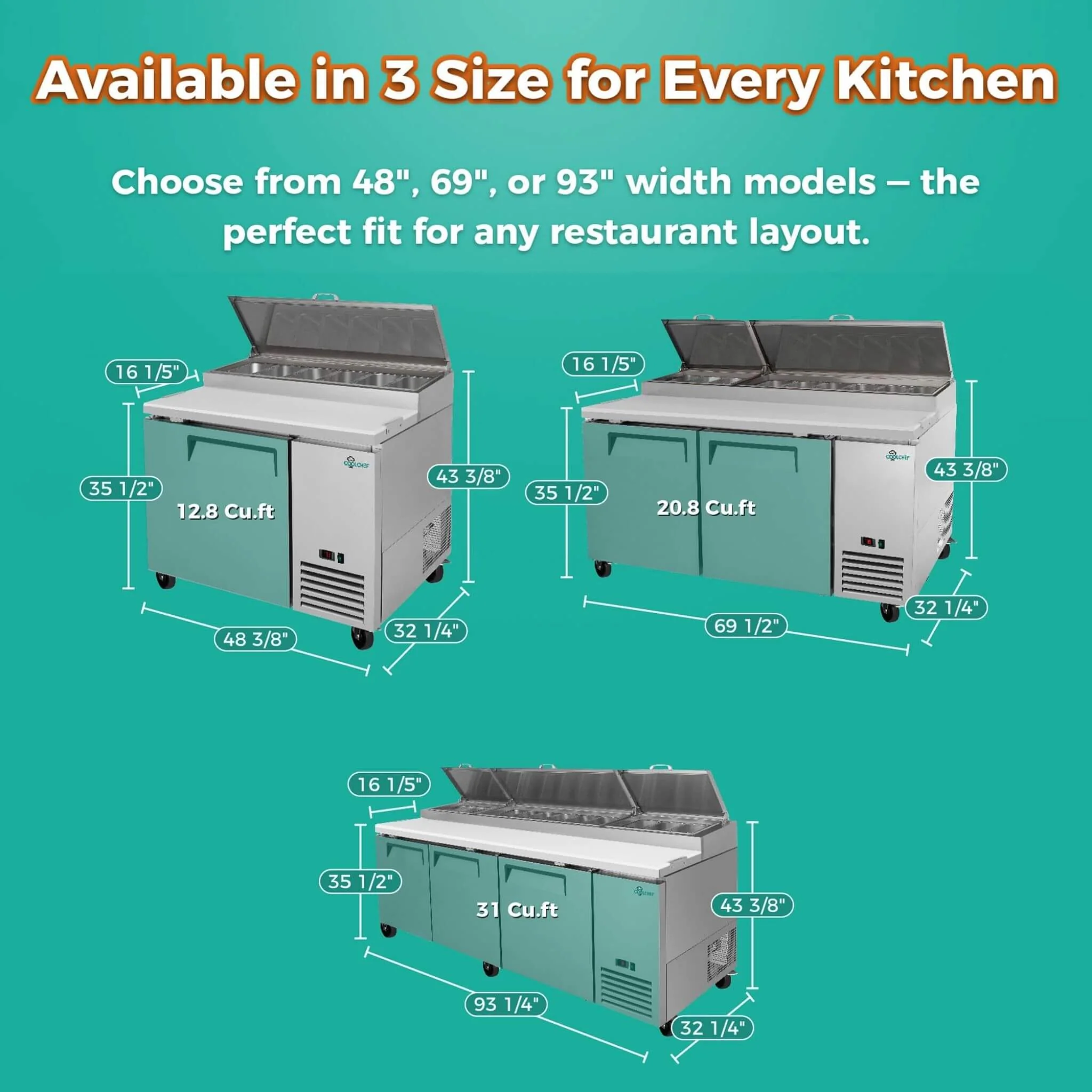 Heavy-Duty 93-Inch Commercial Stainless Steel Pizza Prep Table With Refrigeration (SAK52193) - Image 7