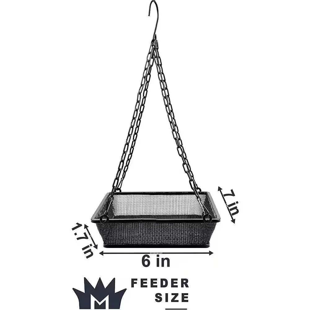 Heavy Duty Black Iron Mesh Bird Feeder Seed Tray with Easy to Hang Chain - Image 5
