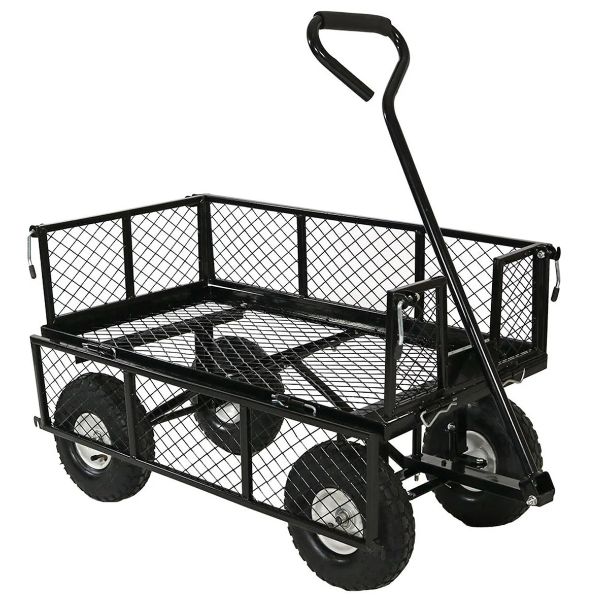 Heavy Duty Black Wheelbarrow Steel Log Garden Cart - Image 2