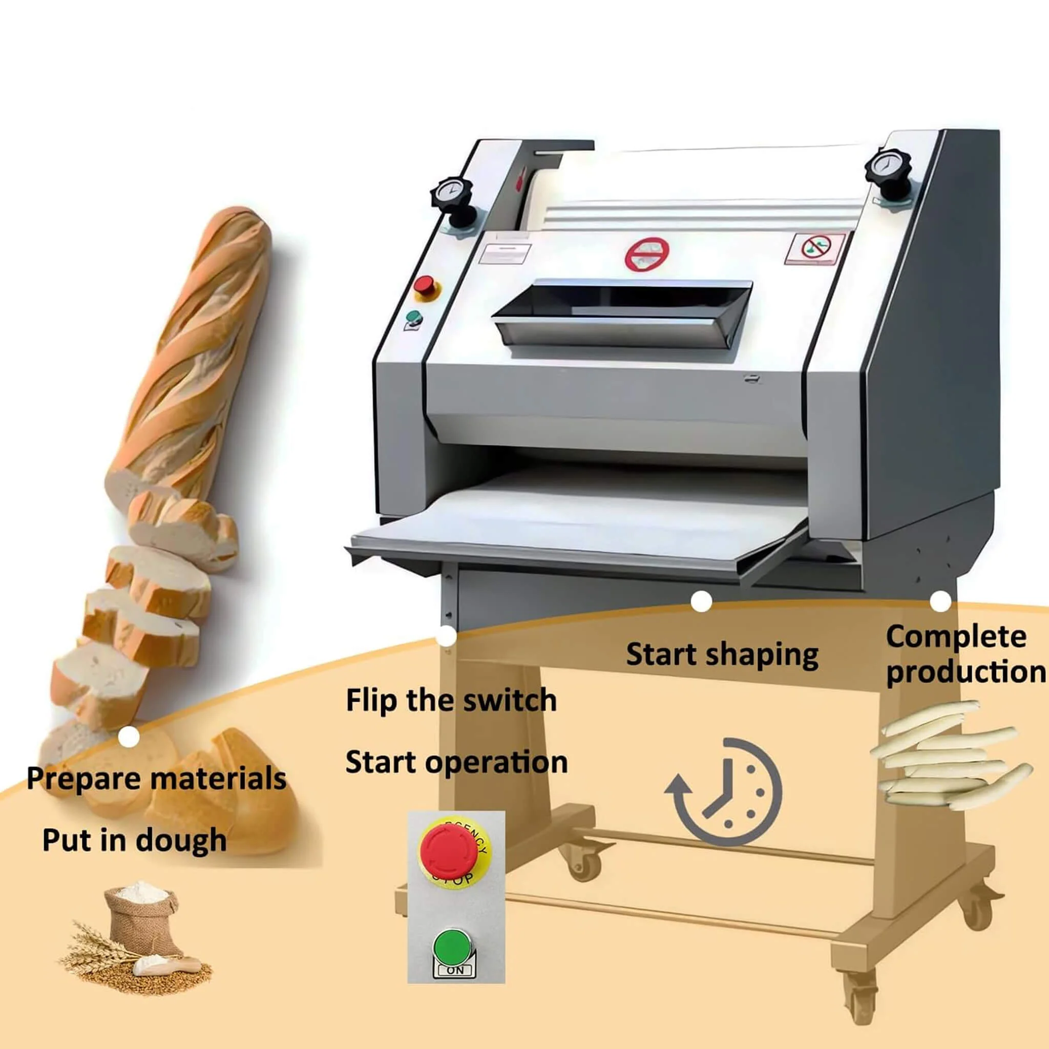 Heavy-Duty Commercial 110V Electric Baguette Bread Shaper Machine (SAK68176) - Image 3