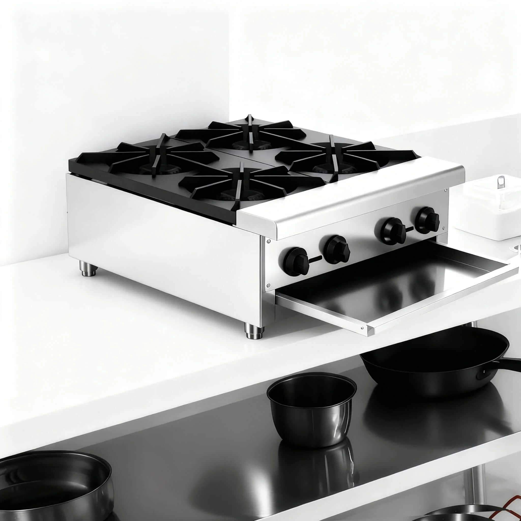 Heavy-Duty Commercial 112K BTU 4-Burner Stainless Steel Gas Stove Hot Plate (SAK39201) - Image 6