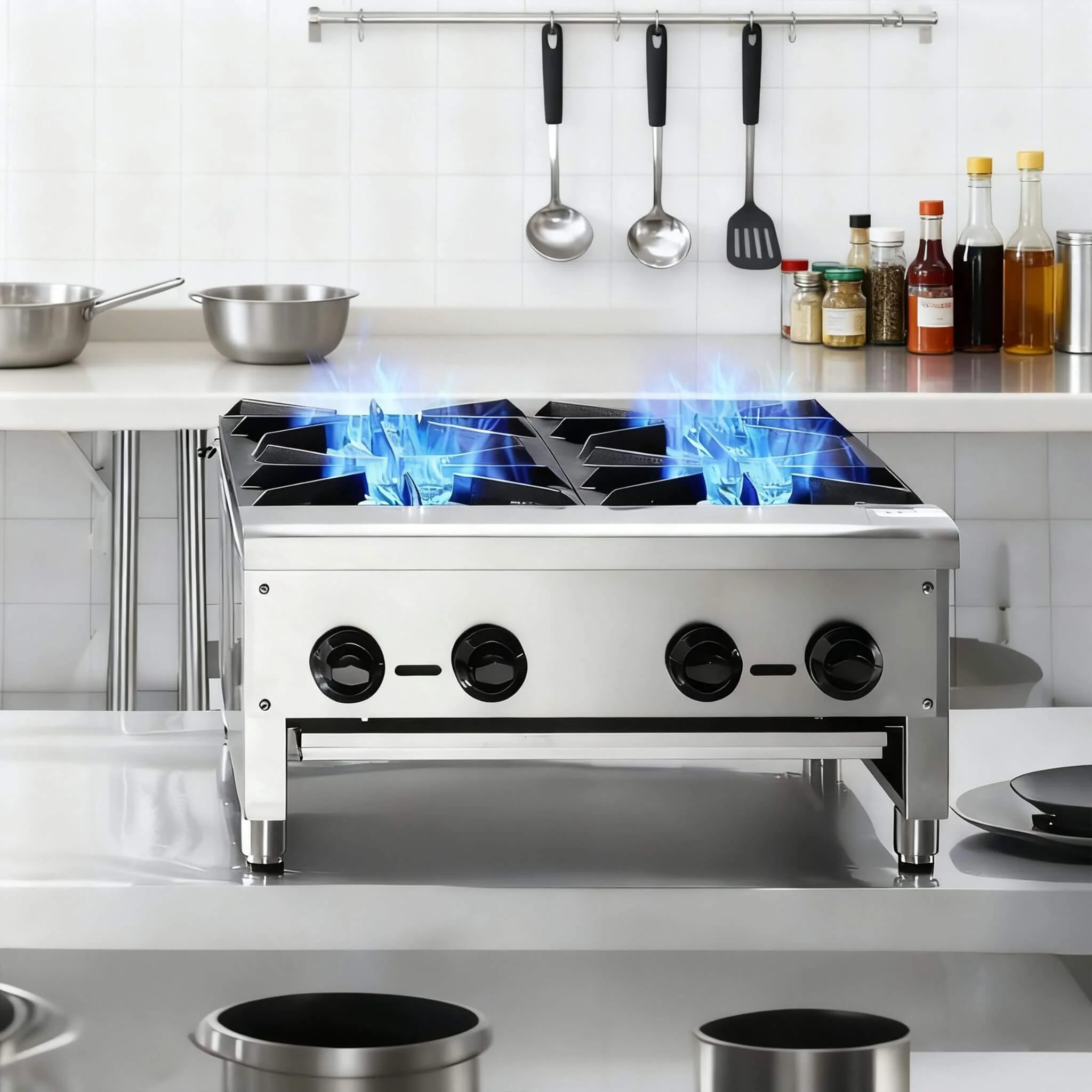 Heavy-Duty Commercial 112K BTU 4-Burner Stainless Steel Gas Stove Hot Plate (SAK39201) - Image 7