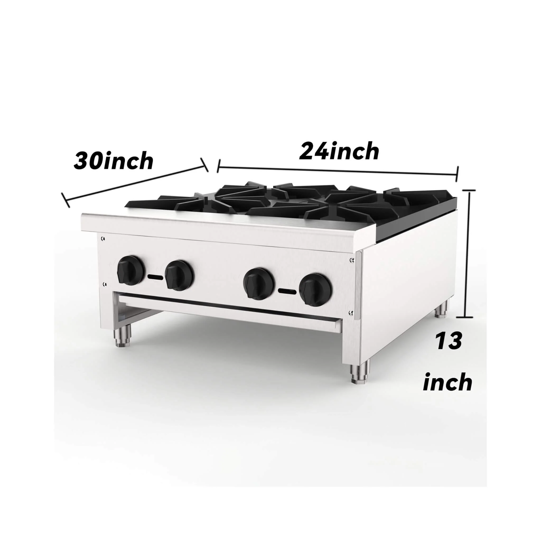 Heavy-Duty Commercial 112K BTU 4-Burner Stainless Steel Gas Stove Hot Plate (SAK39201) - Image 9