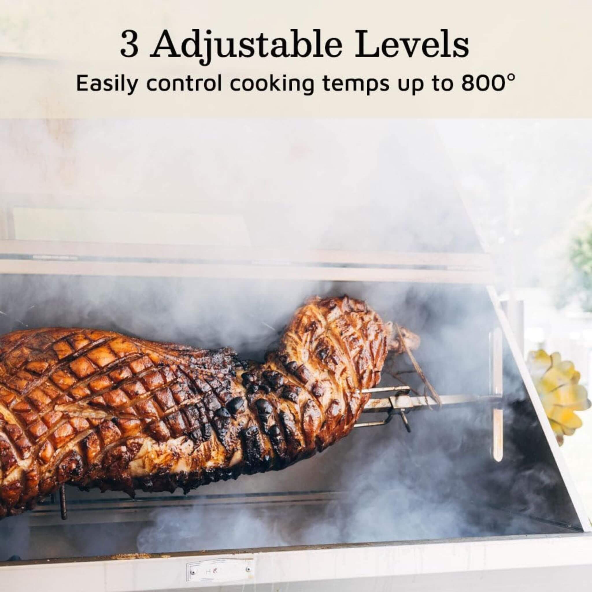 Heavy-Duty Commercial 125 LB Portable Electric Stainless Steel Hooded BBQ Rotisserie Grill With Viewing Window (SAK31975) - Image 3