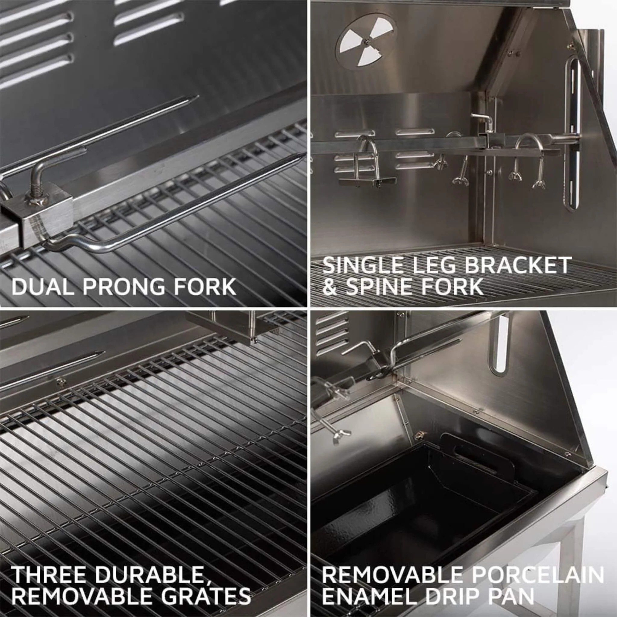 Heavy-Duty Commercial 125 LB Portable Electric Stainless Steel Hooded BBQ Rotisserie Grill With Viewing Window (SAK31975) - Image 6