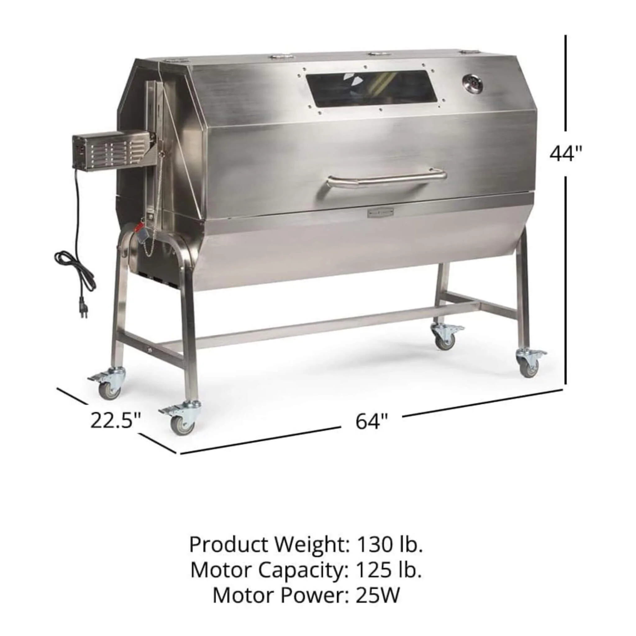 Heavy-Duty Commercial 125 LB Portable Electric Stainless Steel Hooded BBQ Rotisserie Grill With Viewing Window (SAK31975) - Image 8