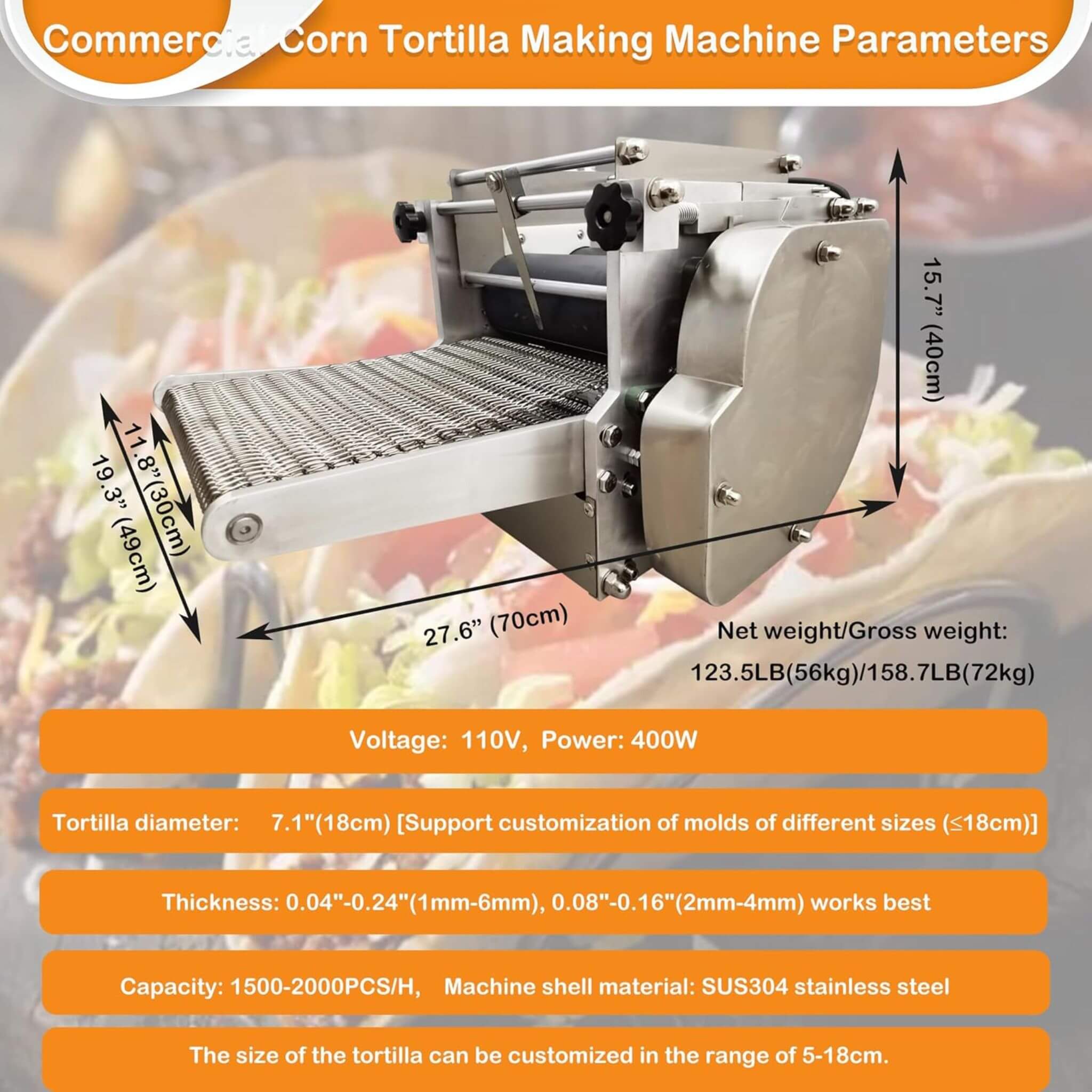 Heavy-Duty Commercial Automatic Corn Tortilla Making Machine (SAK60513) - Image 10