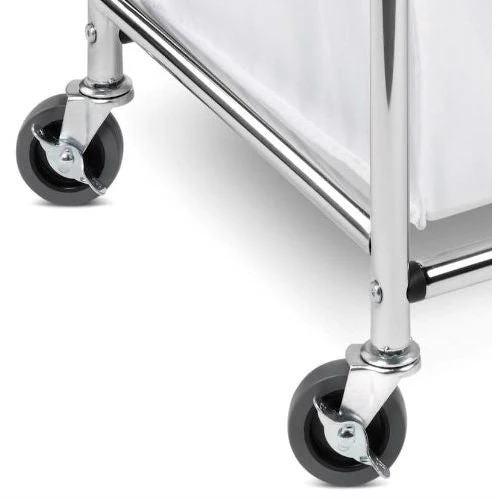 Heavy Duty Commercial Grade Laundry Sorter Hamper Cart in White Chrome - Image 3