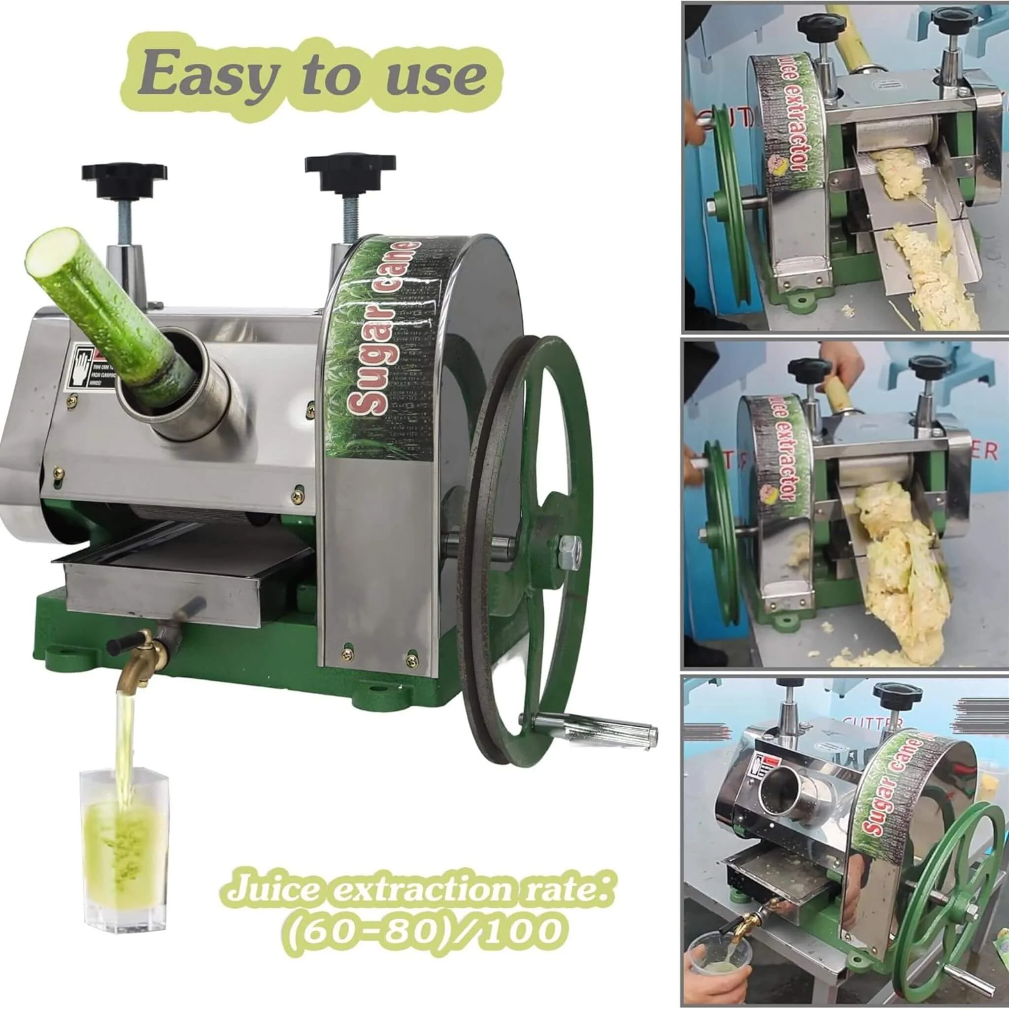 Heavy-Duty Commercial Manual Stainless Steel Sugar Cane Juicer (SAK81426) - Image 5