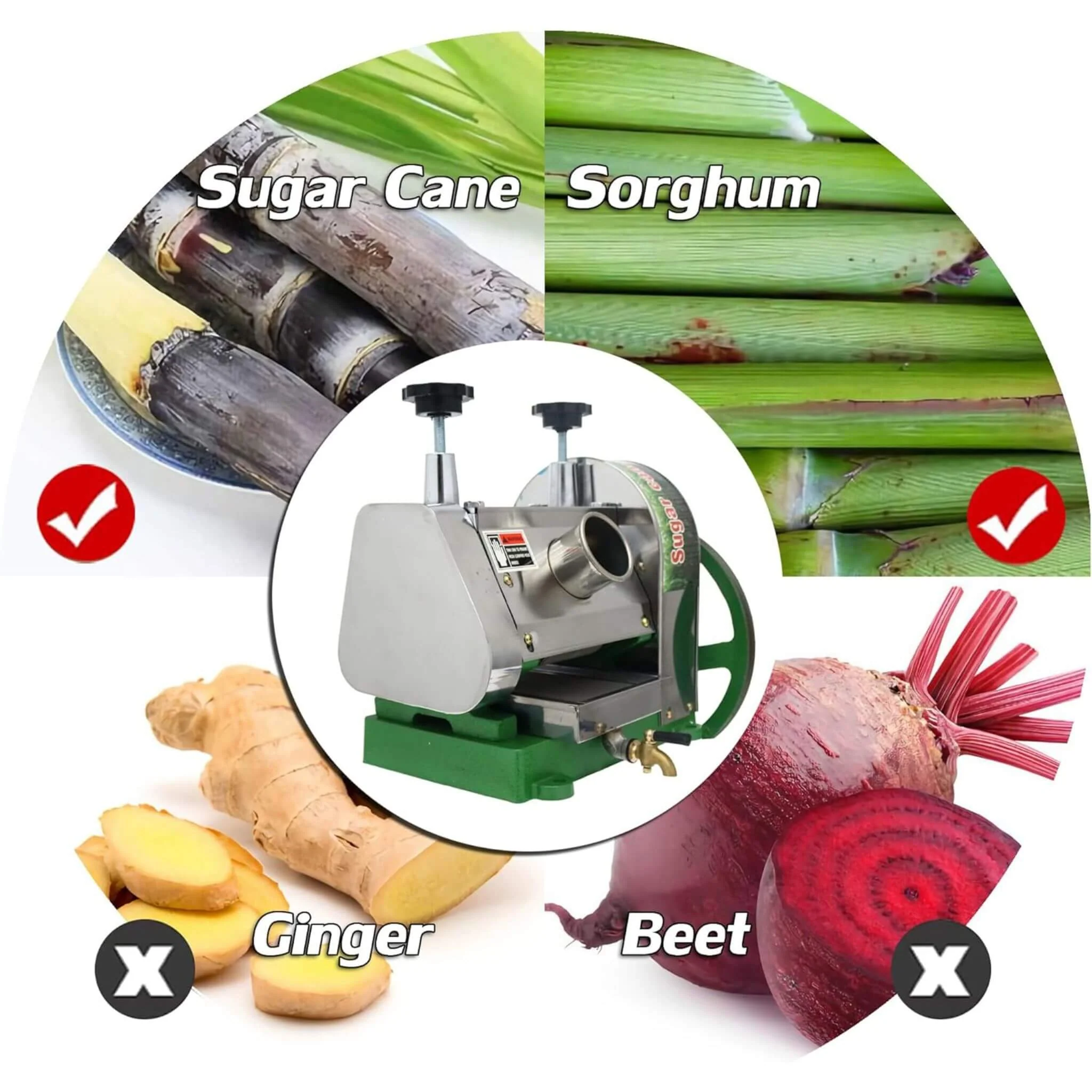 Heavy-Duty Commercial Manual Stainless Steel Sugar Cane Juicer (SAK81426) - Image 7
