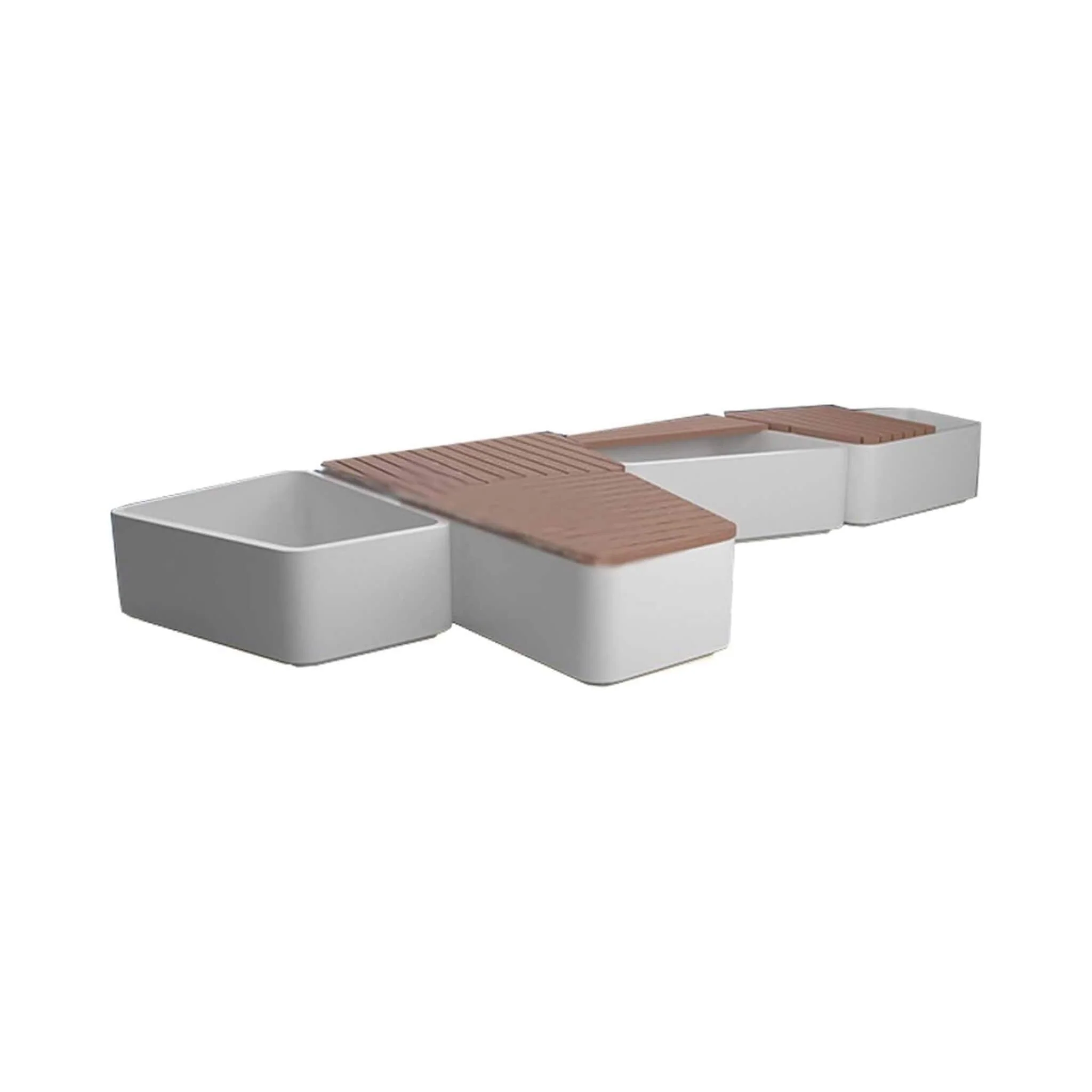 Heavy-Duty Commercial Outdoor Stainless Steel Bench With Wood Seat And Planter Box [Made To Order] (SAK41578) - Image 7