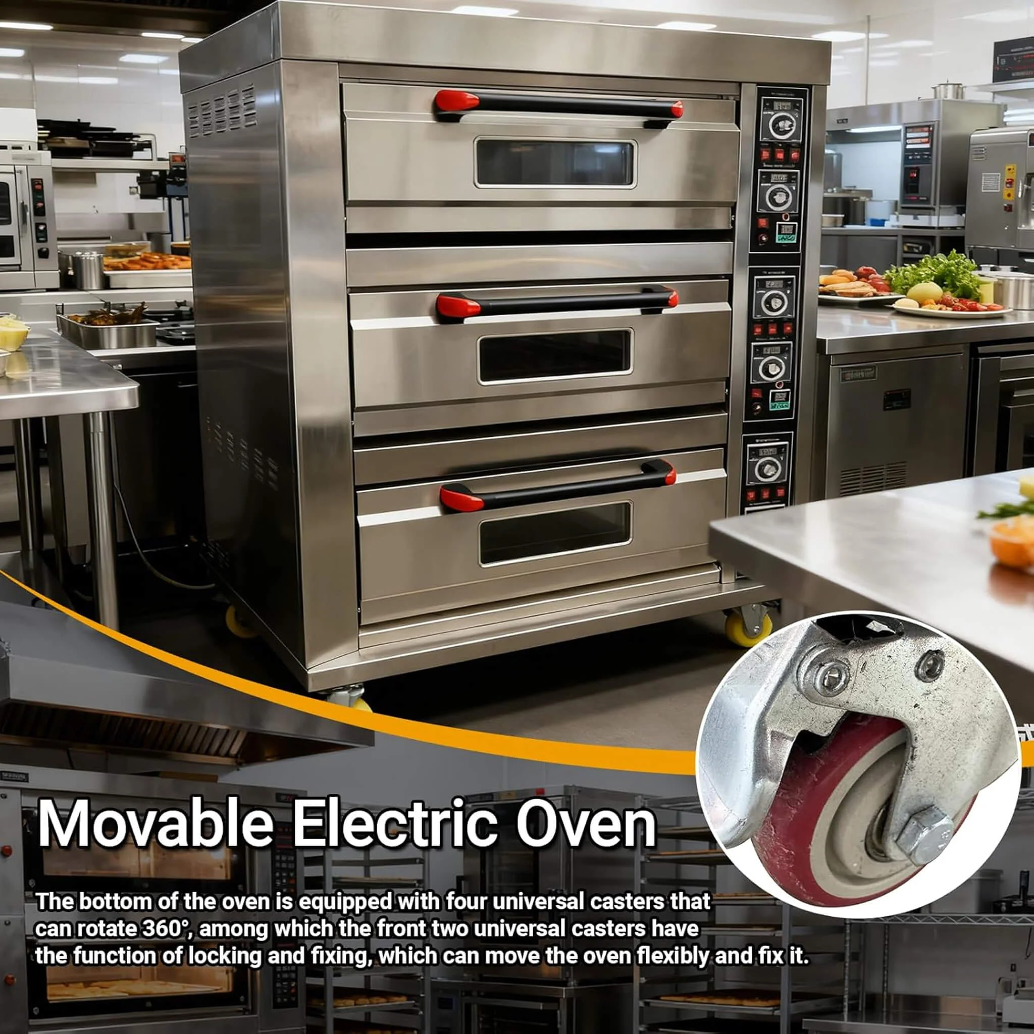Heavy-Duty Commercial Triple Deck 220V 19.8KW Electric Pizza Oven (SAK56751) - Image 6