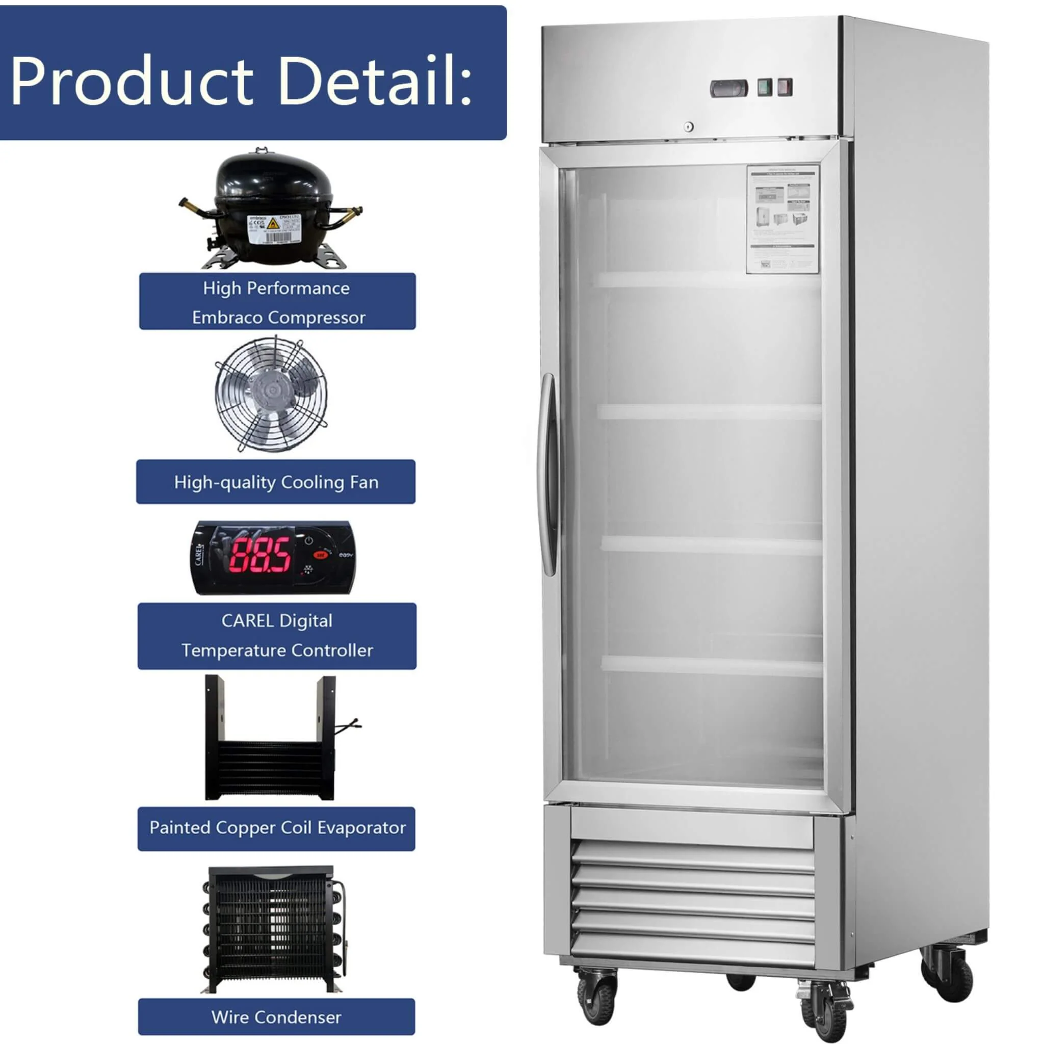 Heavy-Duty Commercial Upright ETL Certified Freezer For Restaurants, Bars, And Supermarkets (SAK01847) - Image 4