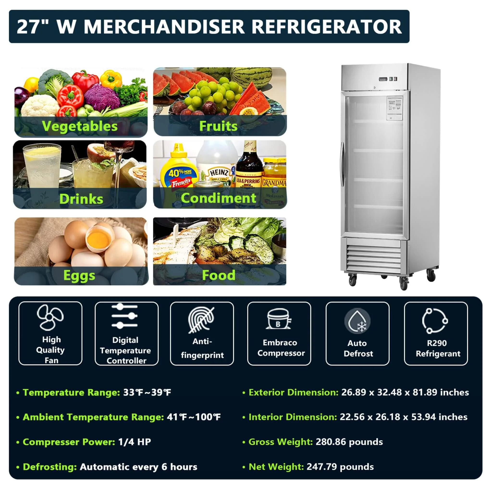 Heavy-Duty Commercial Upright ETL Certified Freezer For Restaurants, Bars, And Supermarkets (SAK01847) - Image 6