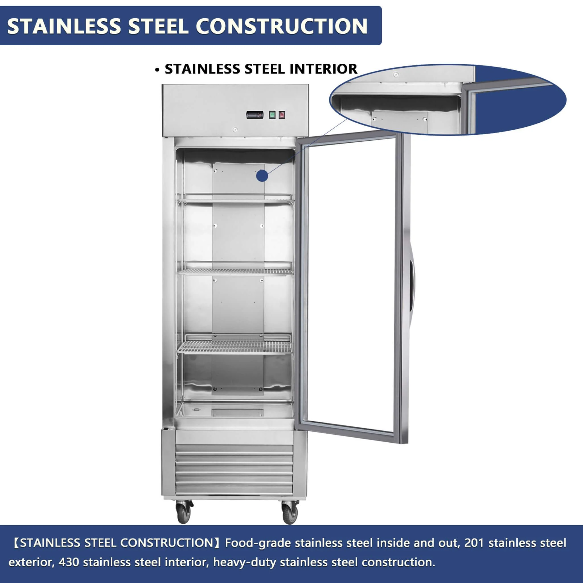 Heavy-Duty Commercial Upright ETL Certified Freezer For Restaurants, Bars, And Supermarkets (SAK01847) - Image 9