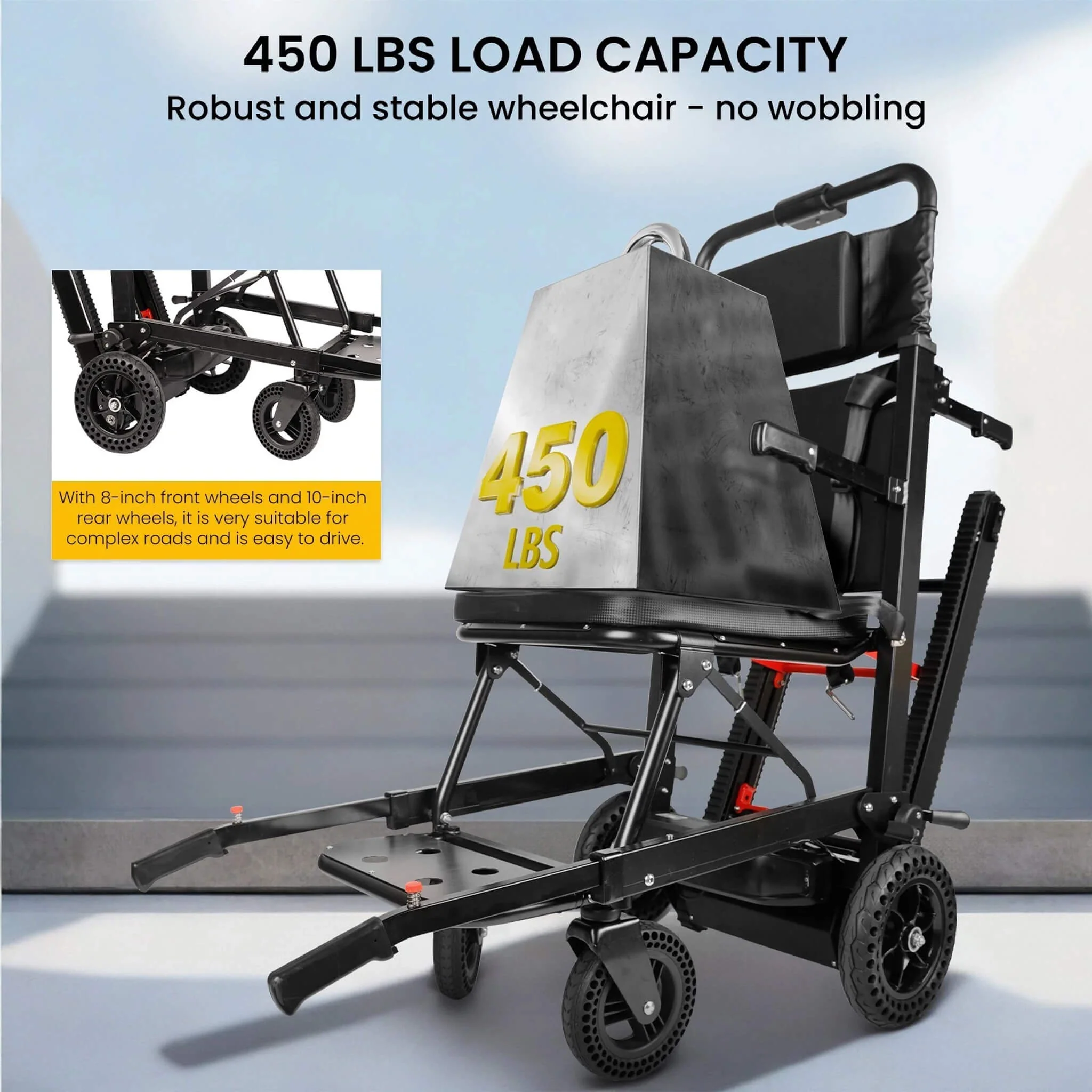 Motivo Heavy-Duty Electric Foldable Stair Climbing Wheelchair, 450LBS [FDA-Approved (SAK92801) - Image 5