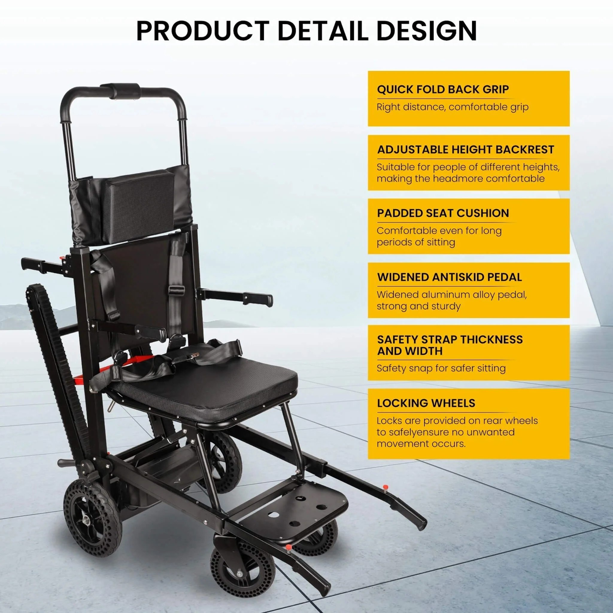 Motivo Heavy-Duty Electric Foldable Stair Climbing Wheelchair, 450LBS [FDA-Approved (SAK92801) - Image 6