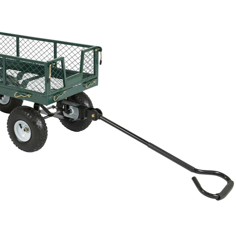 Heavy Duty Green Steel Garden Utility Cart Wagon with Removable Sides - Image 3