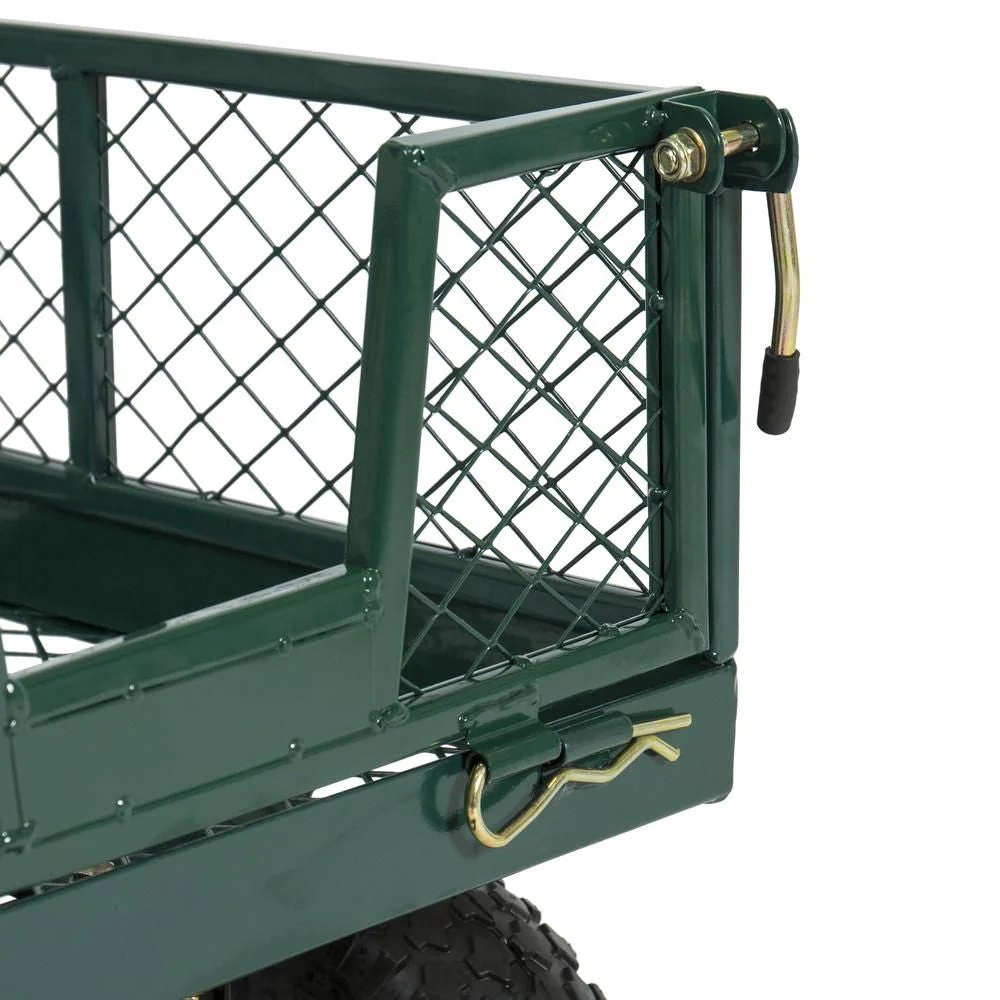 Heavy Duty Green Steel Garden Utility Cart Wagon with Removable Sides - Image 4