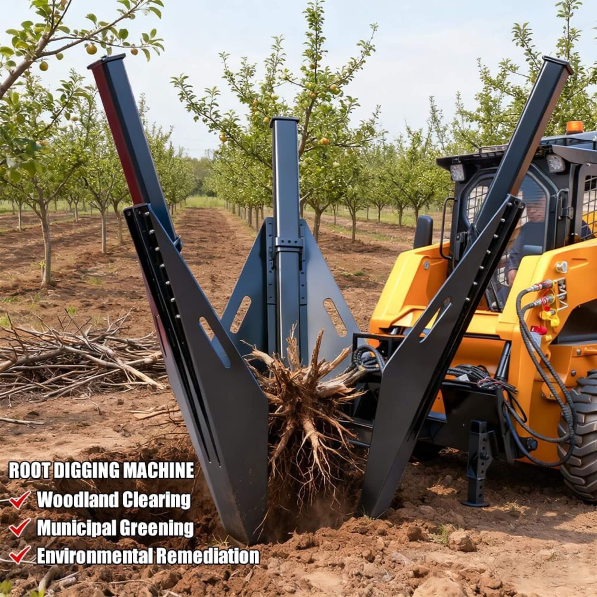 Heavy-Duty Industrial 3-Blade Tree Spade Transplanter Skid Steer Attachment (SAK50296) - Image 8