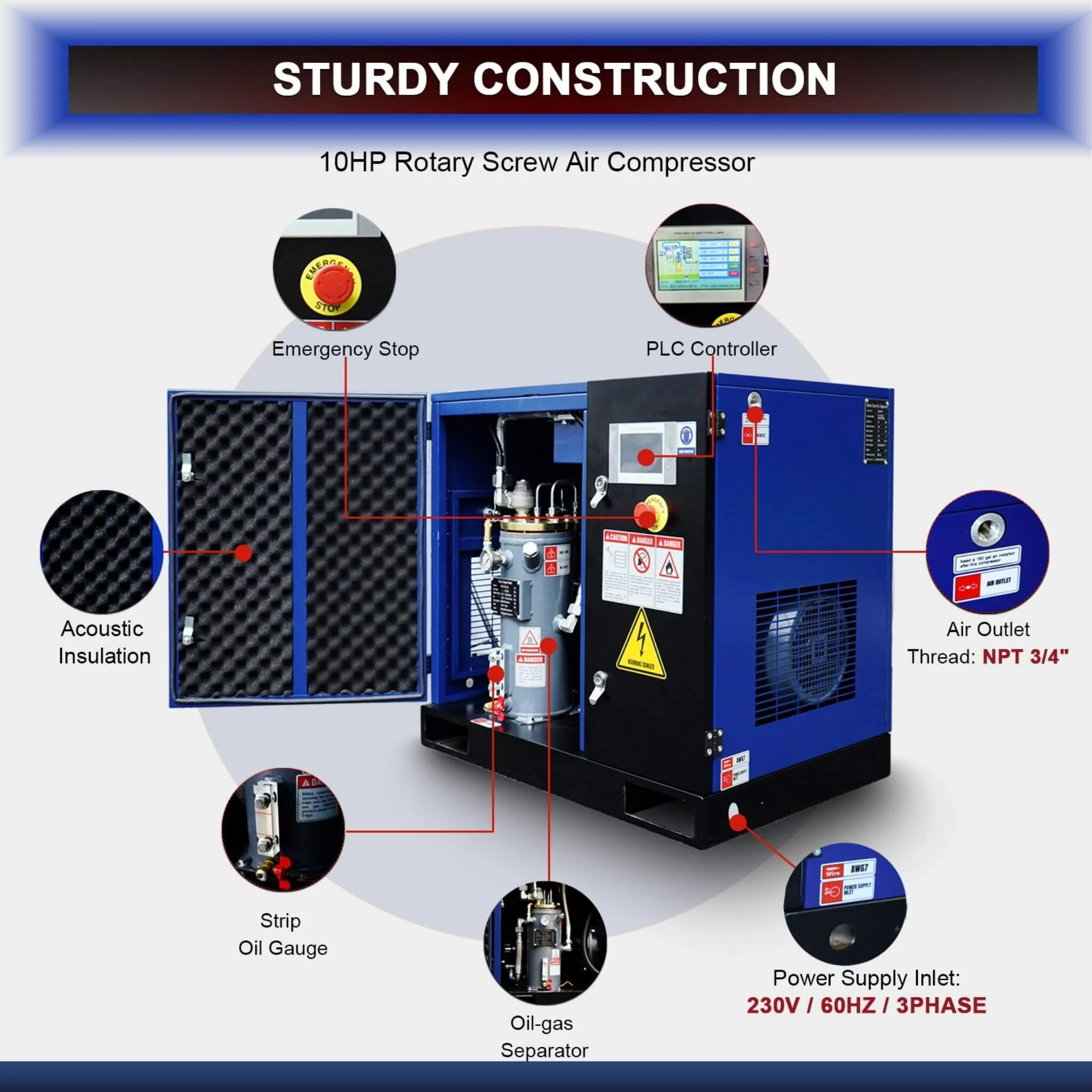Heavy-Duty Industrial Rotary Screw Air Compressor (SAK04891) - Image 7