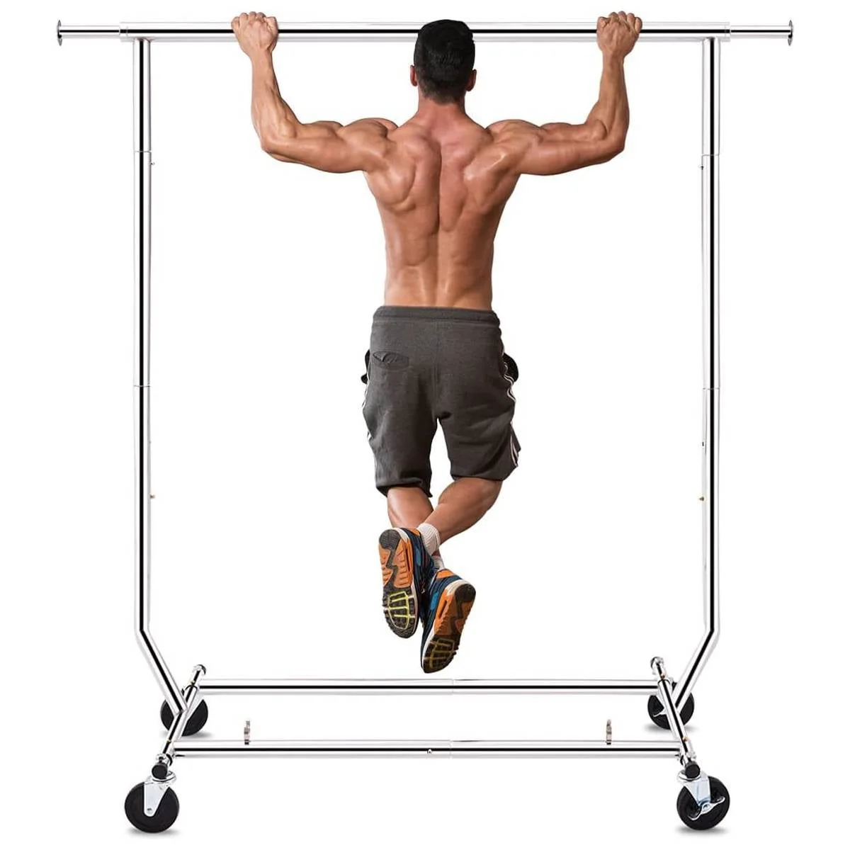 Heavy Duty Metal Clothing Garment Rack with Lockable Wheels - 250 lbs. Capacity - Image 3