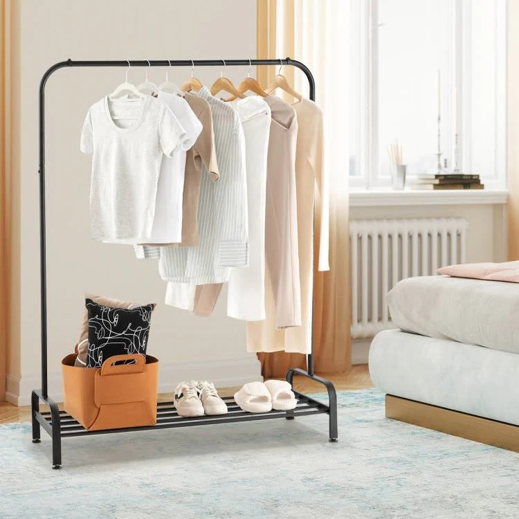Heavy Duty Metal Garment Rack Clothes Hanging Rod with Bottom Storage Shelf - Image 2