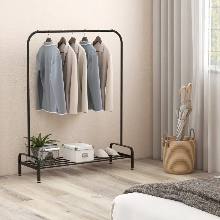 Heavy Duty Metal Garment Rack Clothes Hanging Rod with Bottom Storage Shelf - Image 3