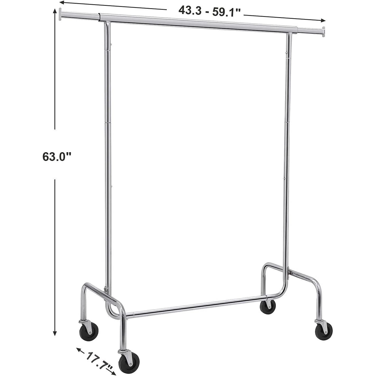 Heavy Duty Metal Tube Clothes Garment Rack on Wheels with 286 lb. Capacity - Image 5