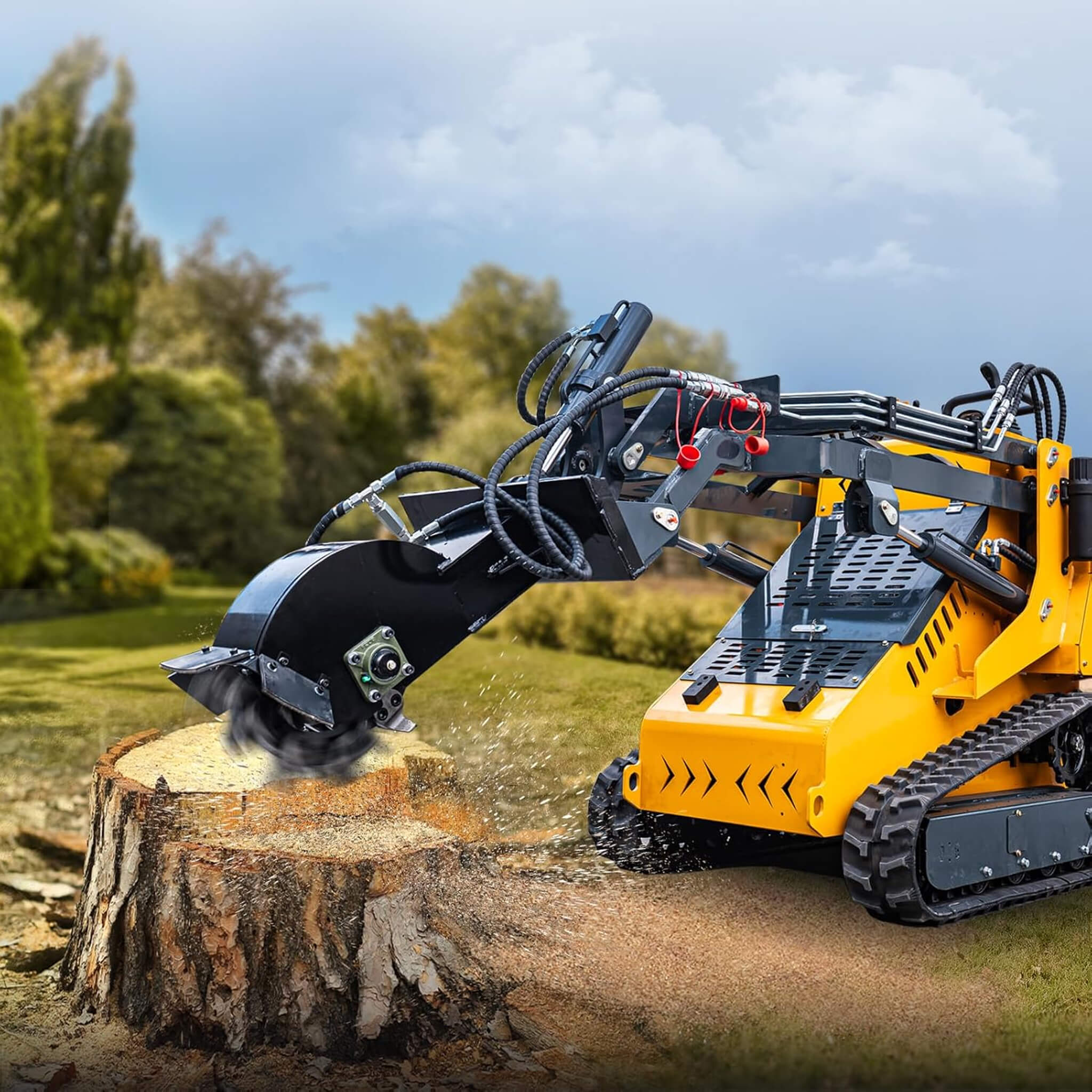 Heavy-Duty Mini Skid Steer Stump Grinder Attachment With Carbide Steel Teeth (SAK57481) - Image 3