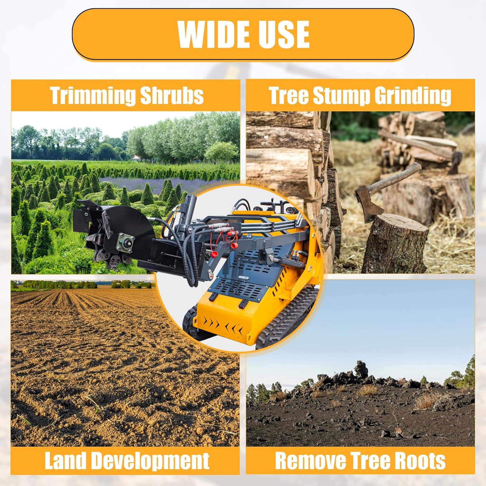 Heavy-Duty Mini Skid Steer Stump Grinder Attachment With Carbide Steel Teeth (SAK57481) - Image 8