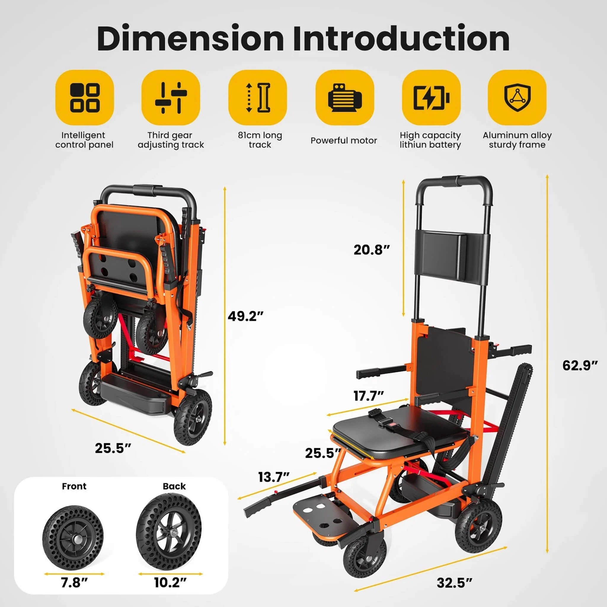 Motivo Heavy-Duty Motorized Stair Climbing Wheelchair, 440LBS [FDA-Approved] (SAK47103) - Image 11