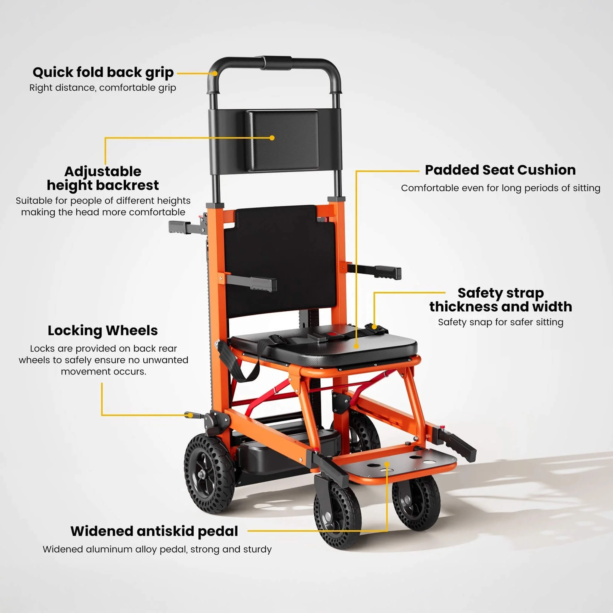 Motivo Heavy-Duty Motorized Stair Climbing Wheelchair, 440LBS [FDA-Approved] (SAK47103) - Image 8