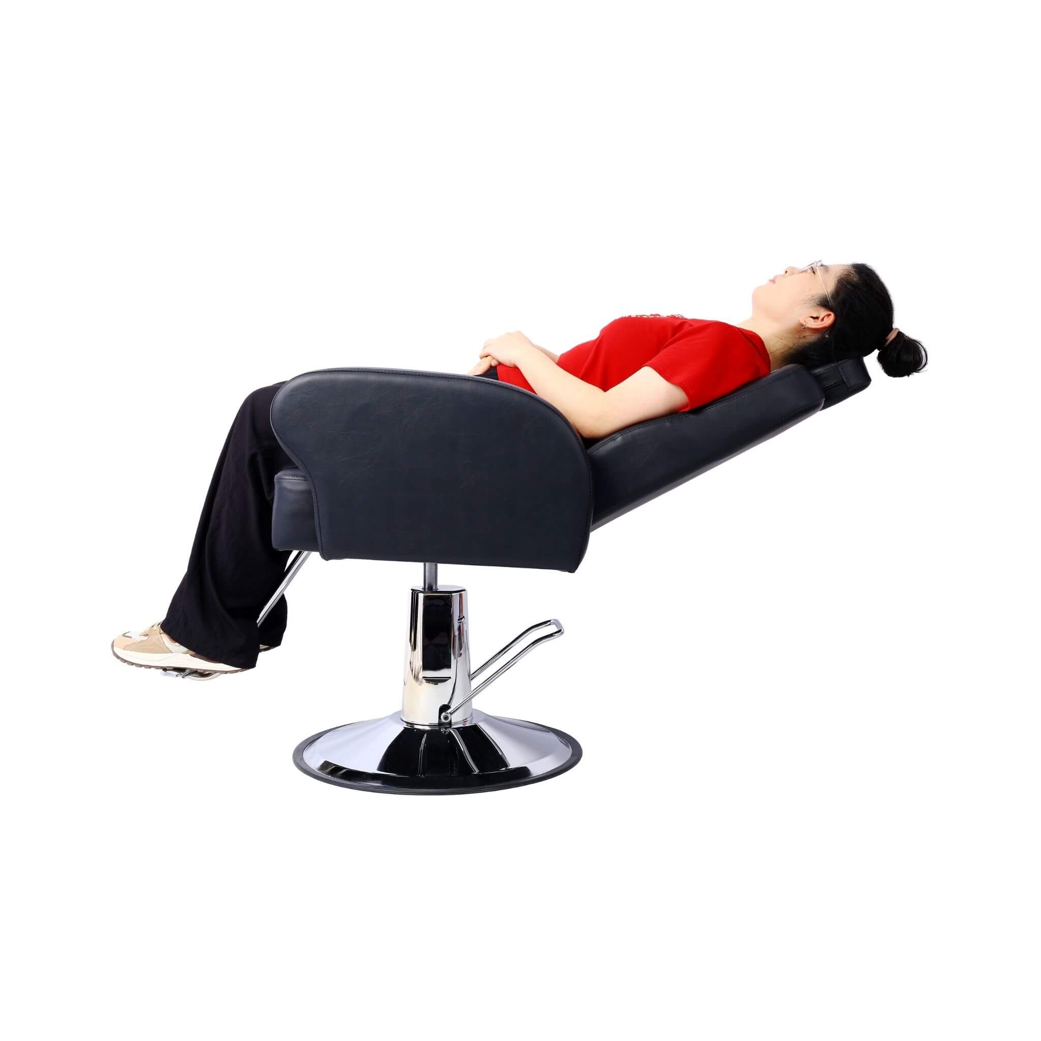 Heavy-Duty Multifunctional PU Leather Reclining Hydraulic Barber Chair W/ Chrome Steel Base (SAK35719) - Image 10
