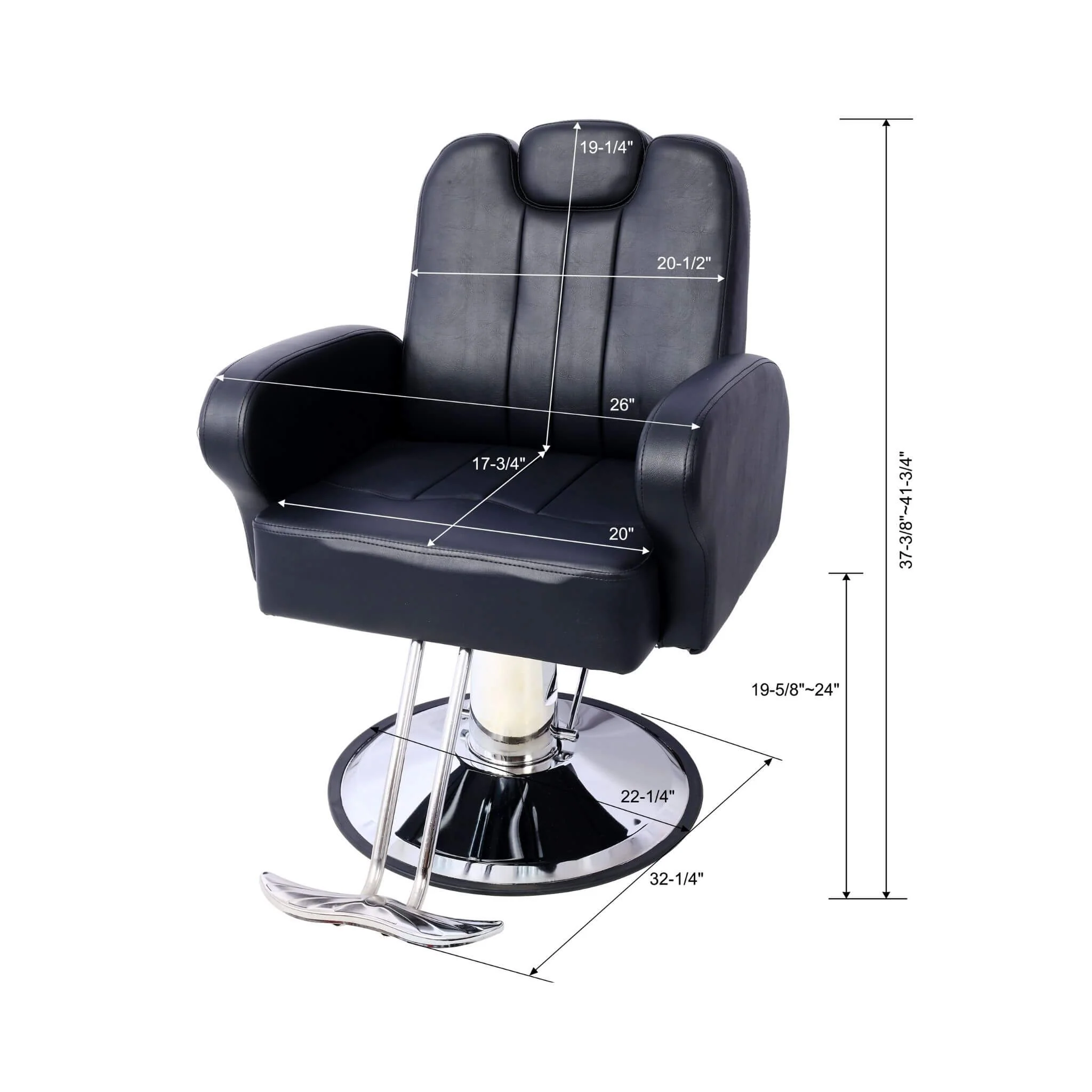 Heavy-Duty Multifunctional PU Leather Reclining Hydraulic Barber Chair W/ Chrome Steel Base (SAK35719) - Image 14
