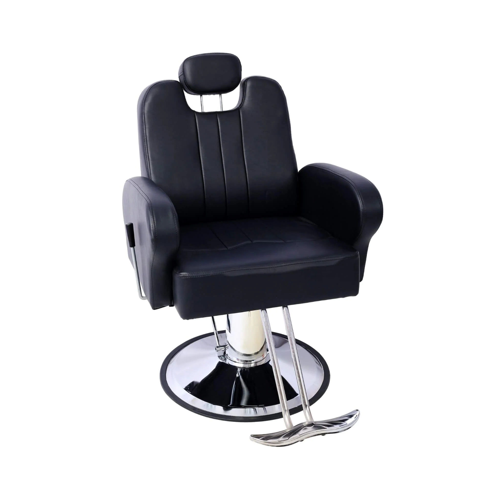 Heavy-Duty Multifunctional PU Leather Reclining Hydraulic Barber Chair W/ Chrome Steel Base (SAK35719) - Image 5