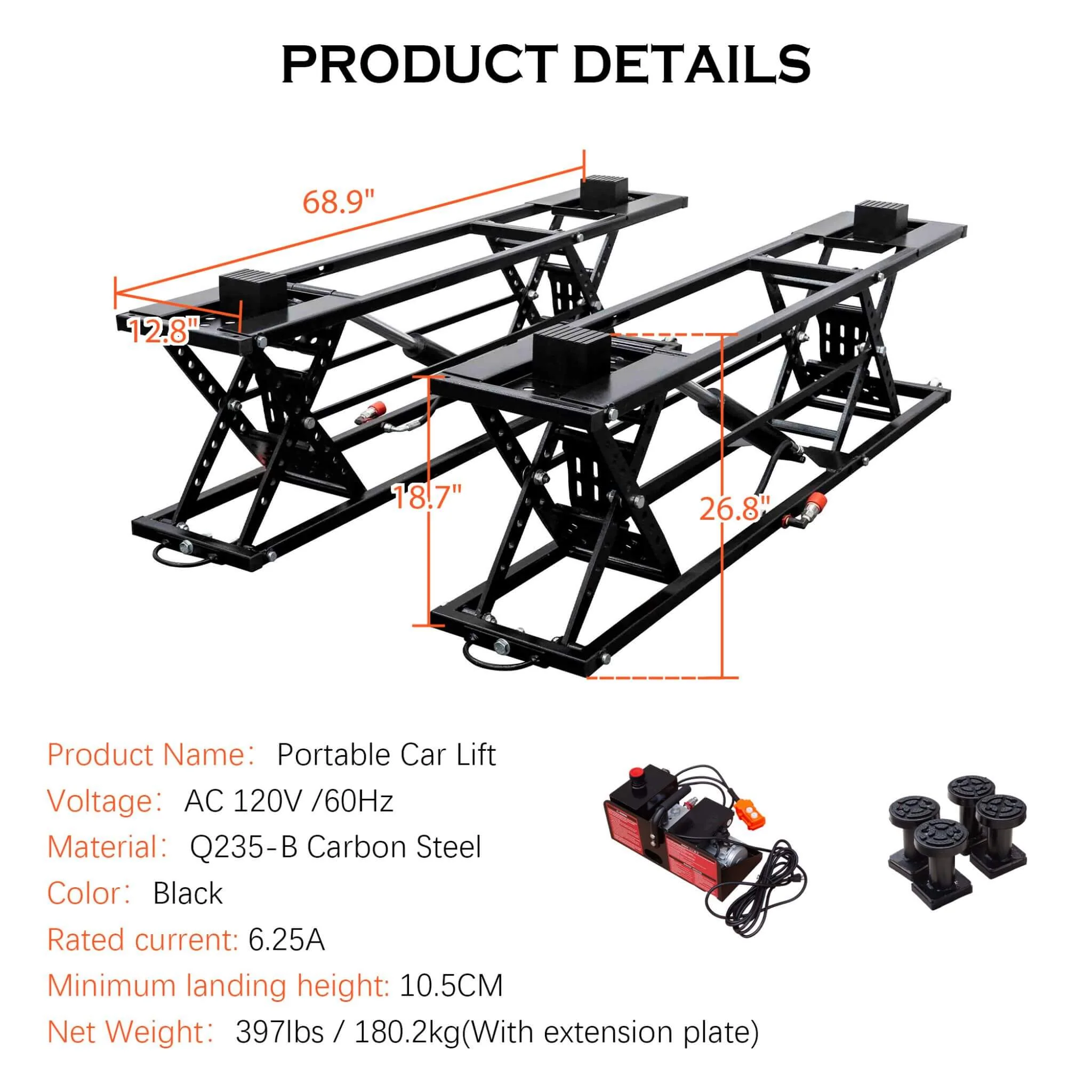 Heavy-Duty Portable 7000 LBS Car Lift Jack With Locking Levels (SAK10574) - Image 17