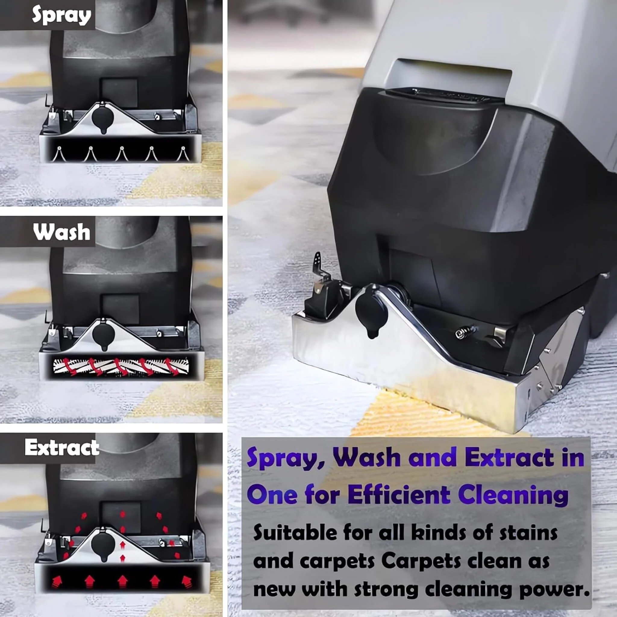Heavy-Duty Portable Commercial 3-In-1 Wet Dry Carpet Cleaner (SAK76420) - Image 4