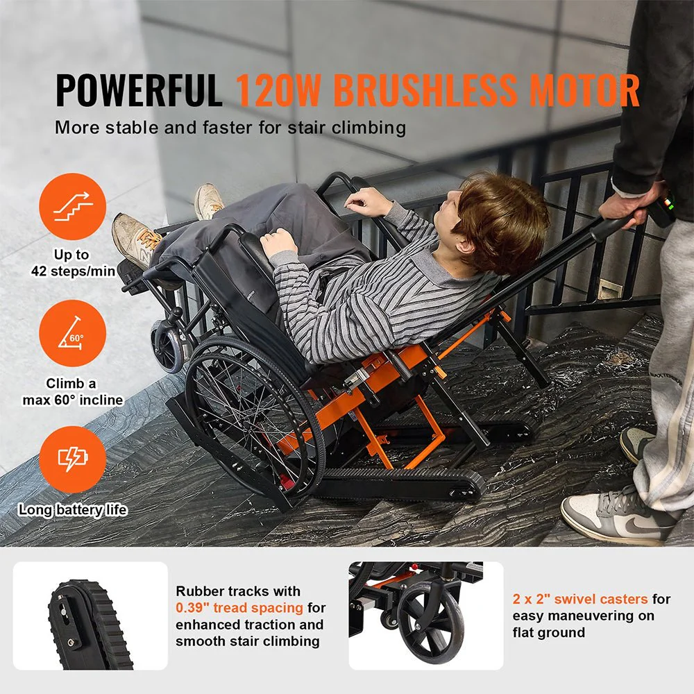 Heavy-Duty Premium Electric Folding Stair Climbing Wheelchair Hand Truck Dolly, 450LBS (SAK23175) - Image 2
