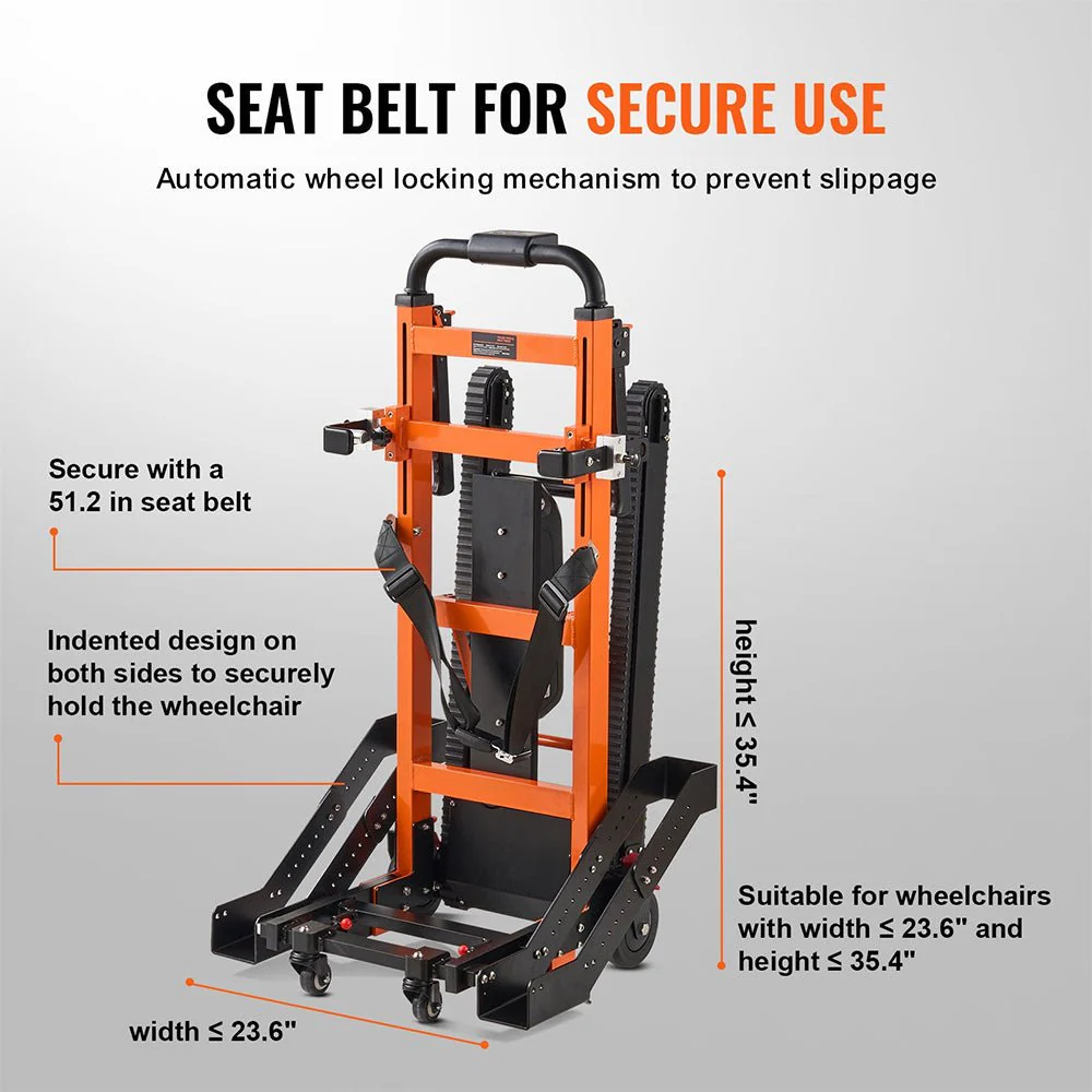 Heavy-Duty Premium Electric Folding Stair Climbing Wheelchair Hand Truck Dolly, 450LBS (SAK23175) - Image 6