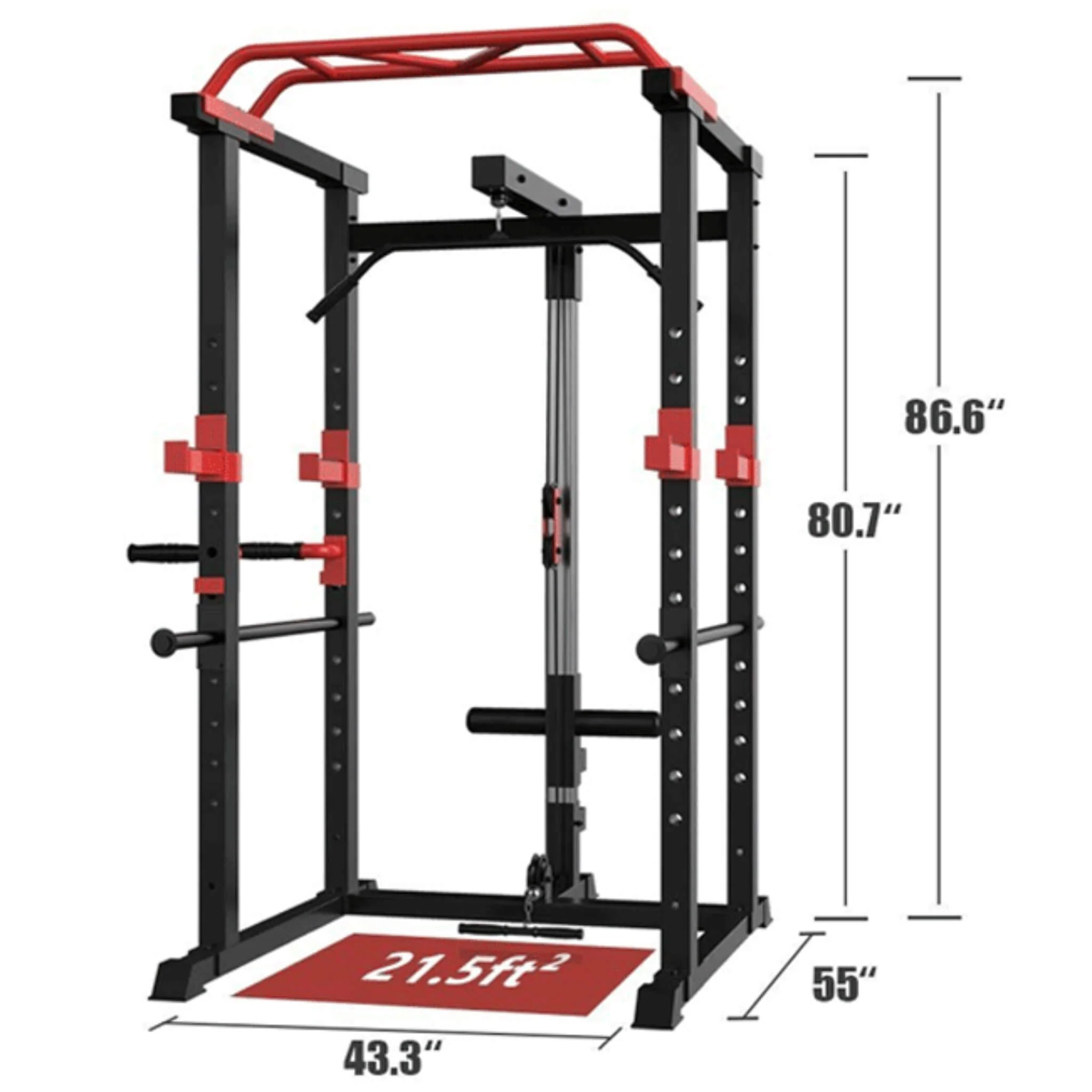 Heavy-Duty Professional Multi-Function Adjustable Power Cage Rack, 1000LBS (SAK98149) - Image 4