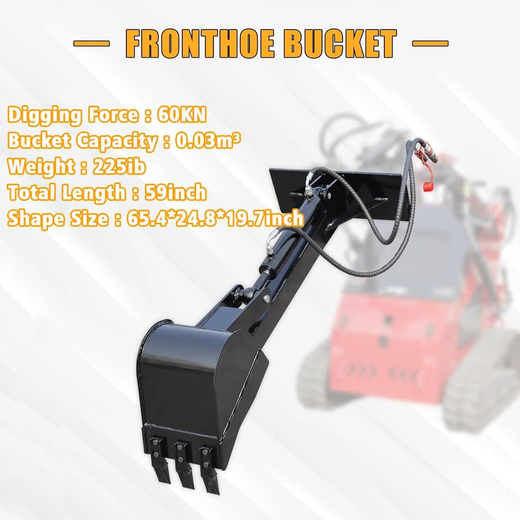 Heavy-Duty Skid Steer Fronthoe Attachment With 12-Inch Bucket (SAK95724) - Image 8