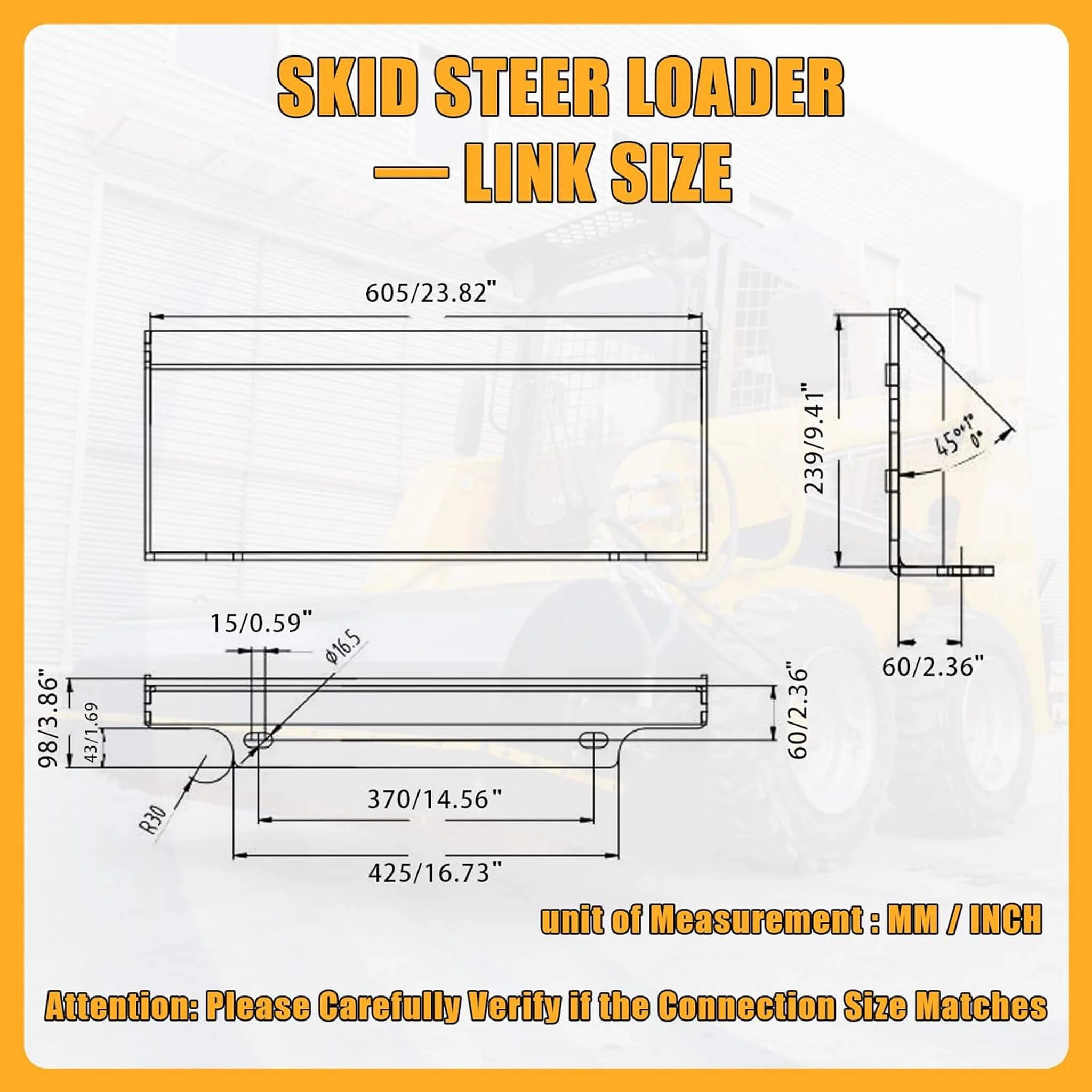 Heavy-Duty Skid Steer Pallet Fork Attachment With Lateral Shift (SAK29135) - Image 4