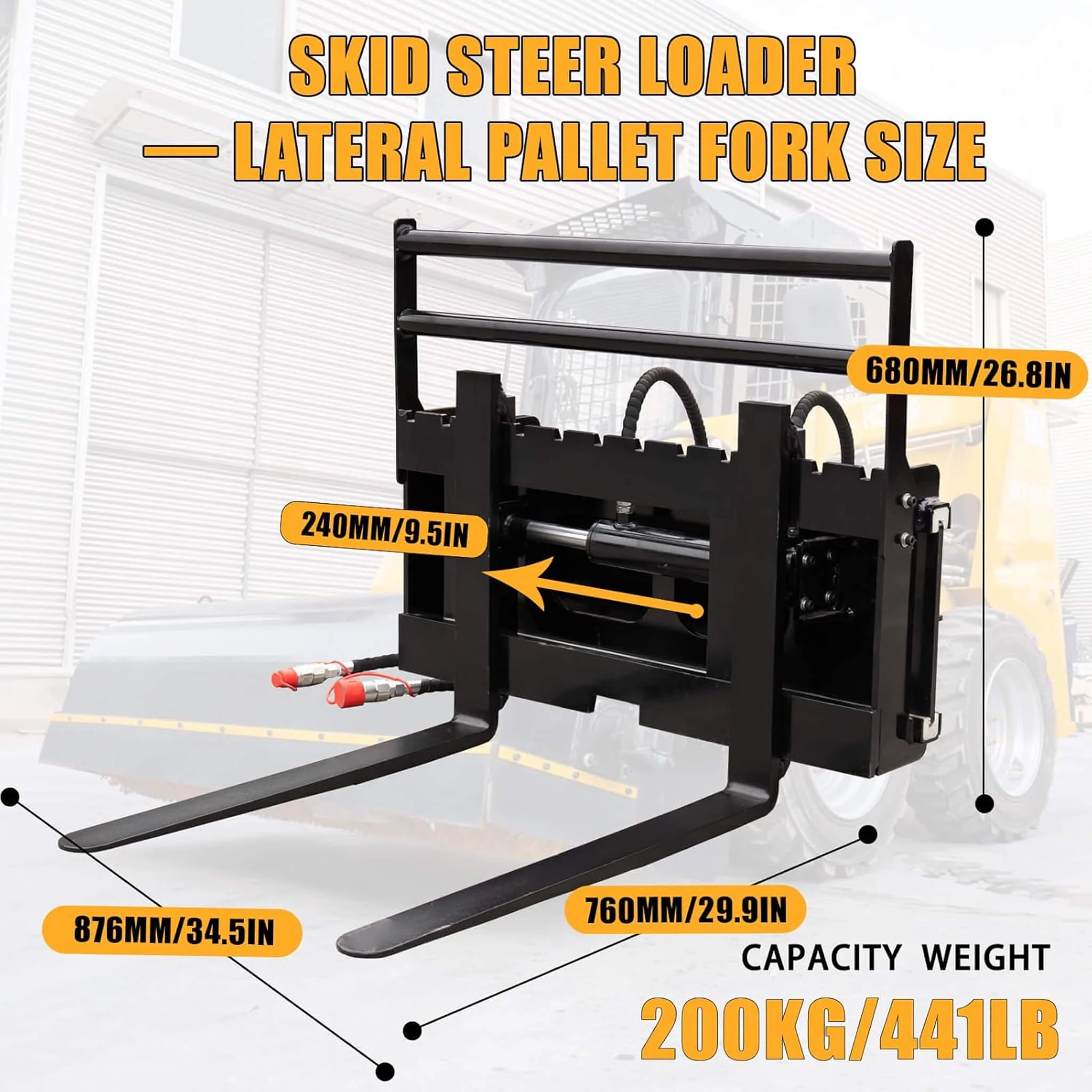 Heavy-Duty Skid Steer Pallet Fork Attachment With Lateral Shift (SAK29135) - Image 6
